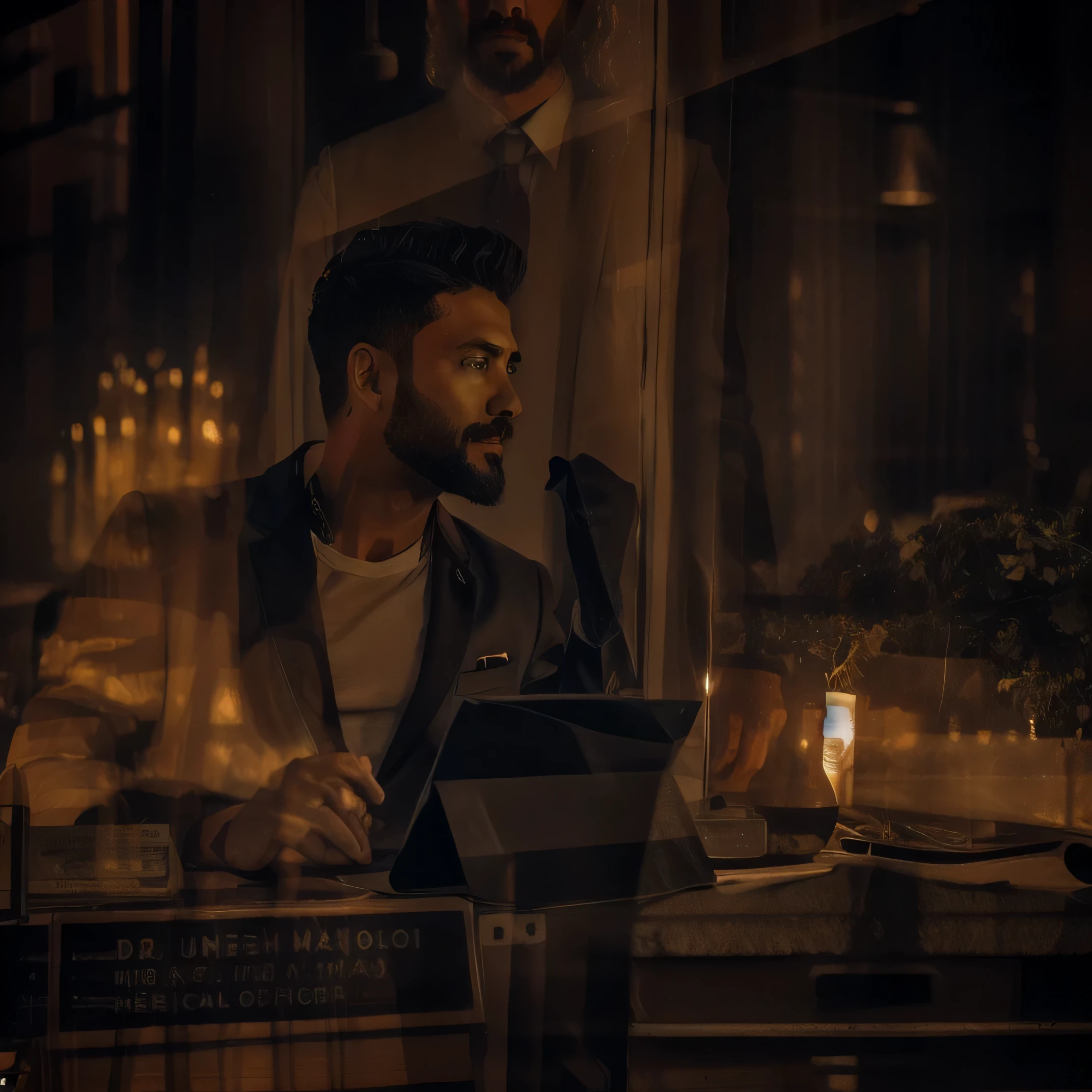 cine still action portrait, a stylish man walking away from a blast, fire and dust, photorealistic, ultra realistic, shot on Canon EOS R5, 45-70mm, F /2.8, depth of field, bokeh-style, balanced color schemes, dramatic composition,looking at the camera