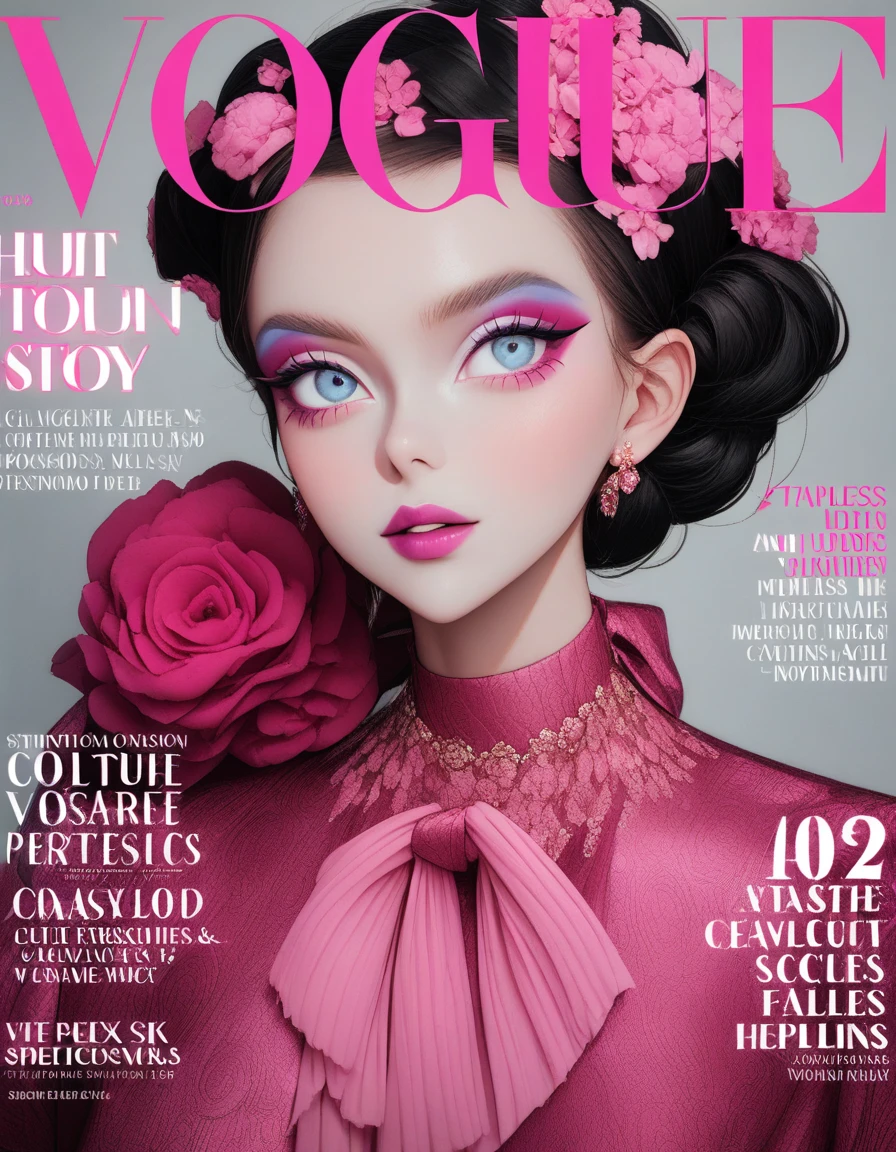 1girl, Magazine Cover, aesthetic, Vogue, masterpiece, best quality, very aesthetic, absurdres, (best quality,4k,8k,highres,masterpiece:1.2),ultra-detailed, glossy finish, vibrant colors, captivating design, professional models, iconic logo, striking typography, dynamic layout, eye-catching headlines, fashion-forward, cutting-edge style, innovative concepts, influential personalities, trendsetting fashion, in-depth articles, thought-provoking content, modern lifestyle, cultural impact, timeless appeal, stylish accessories, glamorous photo shoots, international appeal, diverse perspectives, high-fashion editorials, exclusive interviews, top-notch journalism, exquisite craftsmanship, visual storytelling, captivating cover story, captivating imagery, iconic fashion brands, avant-garde makeup, luxurious fabrics, elegant patterns, high-quality printing, sophisticated layout, trend forecasting, inspiring visuals, stunning art direction, must-read issue.