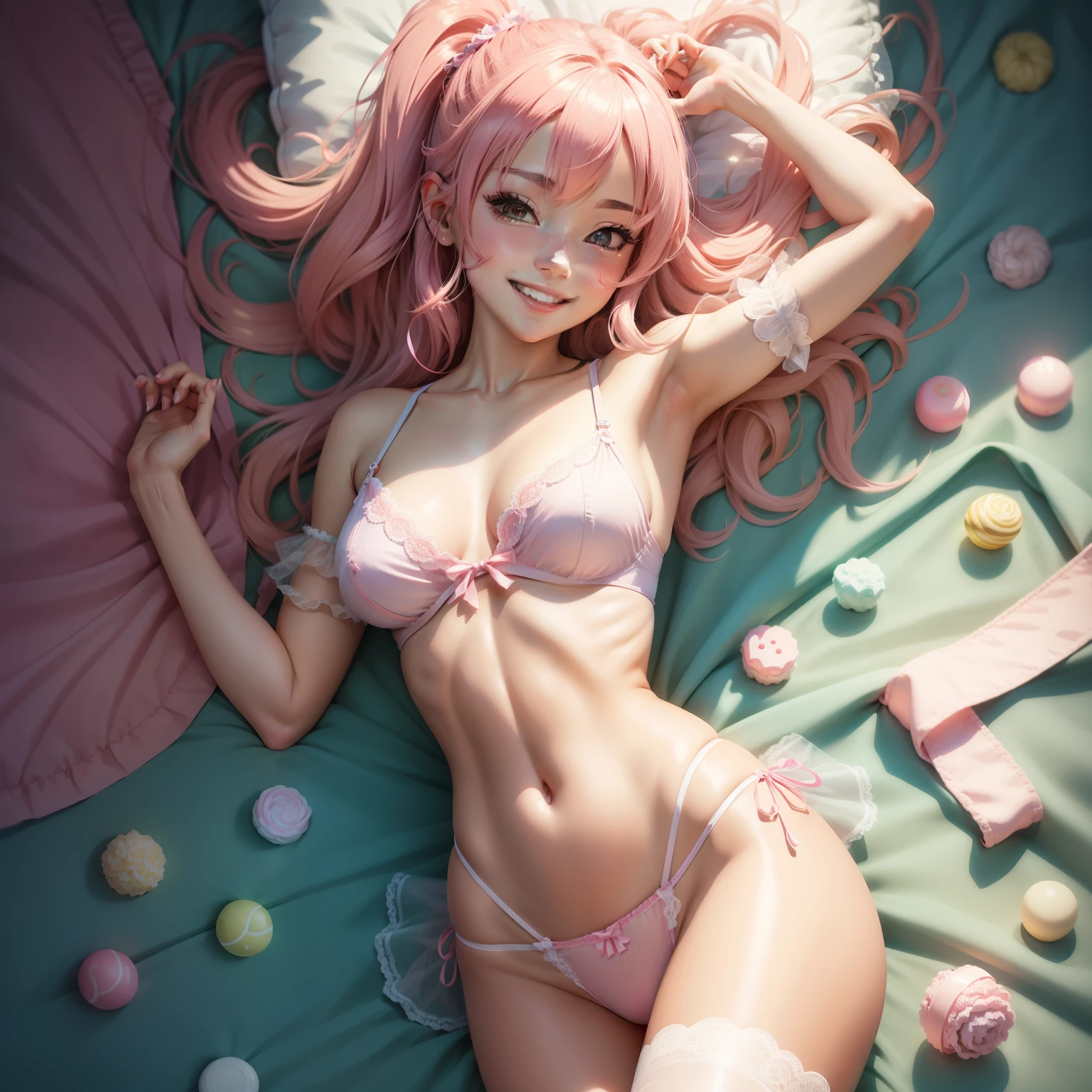 Anime healing style,Candy Department,Happy smiles,Translucent lingerie,Translucent panties,Love lollipop in hand