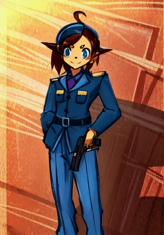 a drawing of a man in uniform with a gun, full body character drawing, female sheriff, officer, sharp lineart, in a soldier uniform, character design police man!!, sketchy artstyle, full body concept, ( ( character concept art ) ), full body!, female lead character, character design sketch, full body portrait of a short!, concept piece, Nikke Goddess of Victory