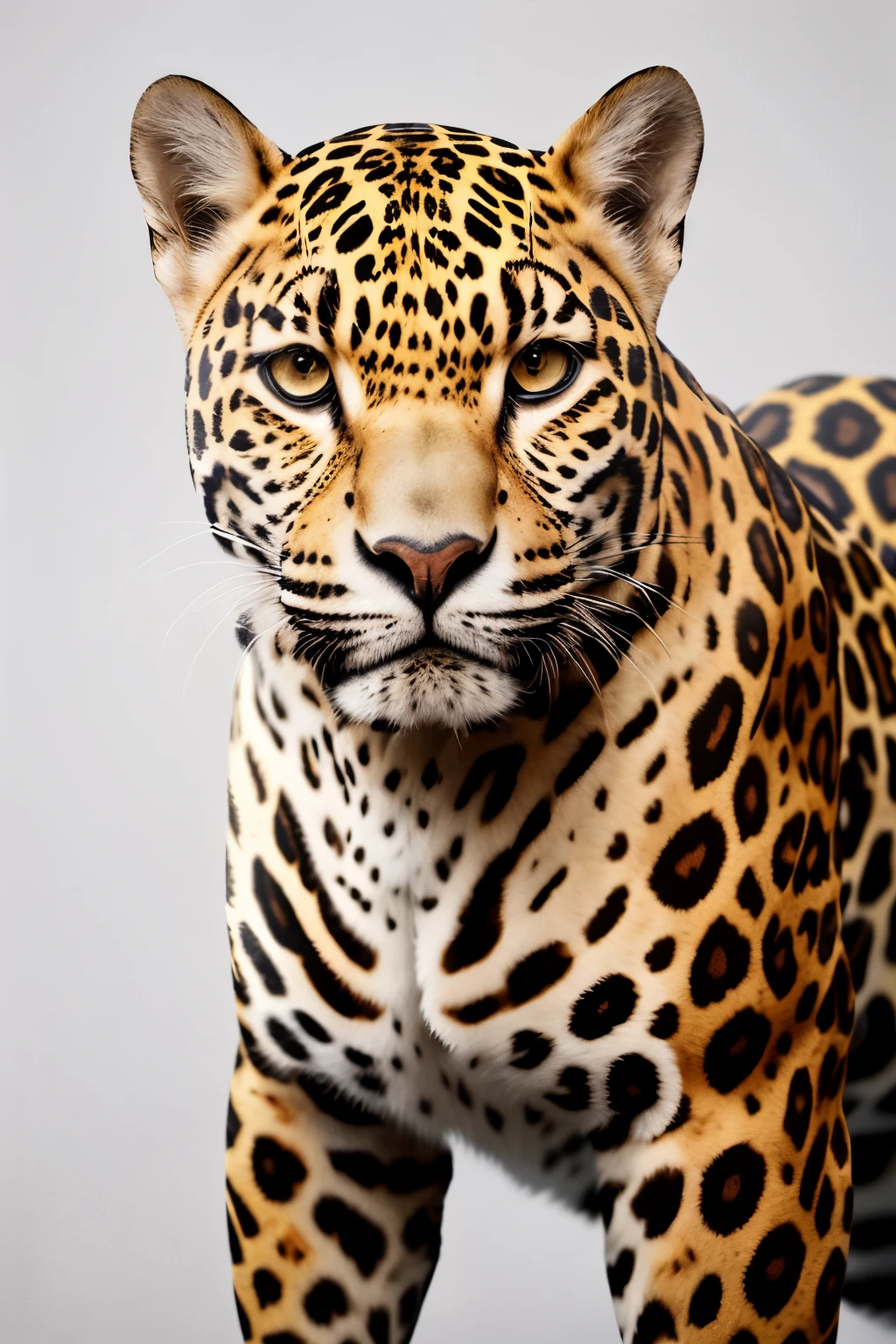 A photorealistic portrait of a jaguar, with a strong emphasis on its penetrating gaze and distinct stripes. --ar 7:4 --s2
A majestic jaguar, captured in hyper-realistic detail, with its piercing yellow eyes locked onto the viewer. Each stripe is meticulously rendered, shimmering with a lifelike texture that jumps off the page. --ar 7:4 --s2
The sleek body of a jaguar is the focus of this photorealistic masterpiece. Its penetrating gaze, full of raw power and intensity, engages the viewer, while its intricately detailed stripes run seamlessly from head to