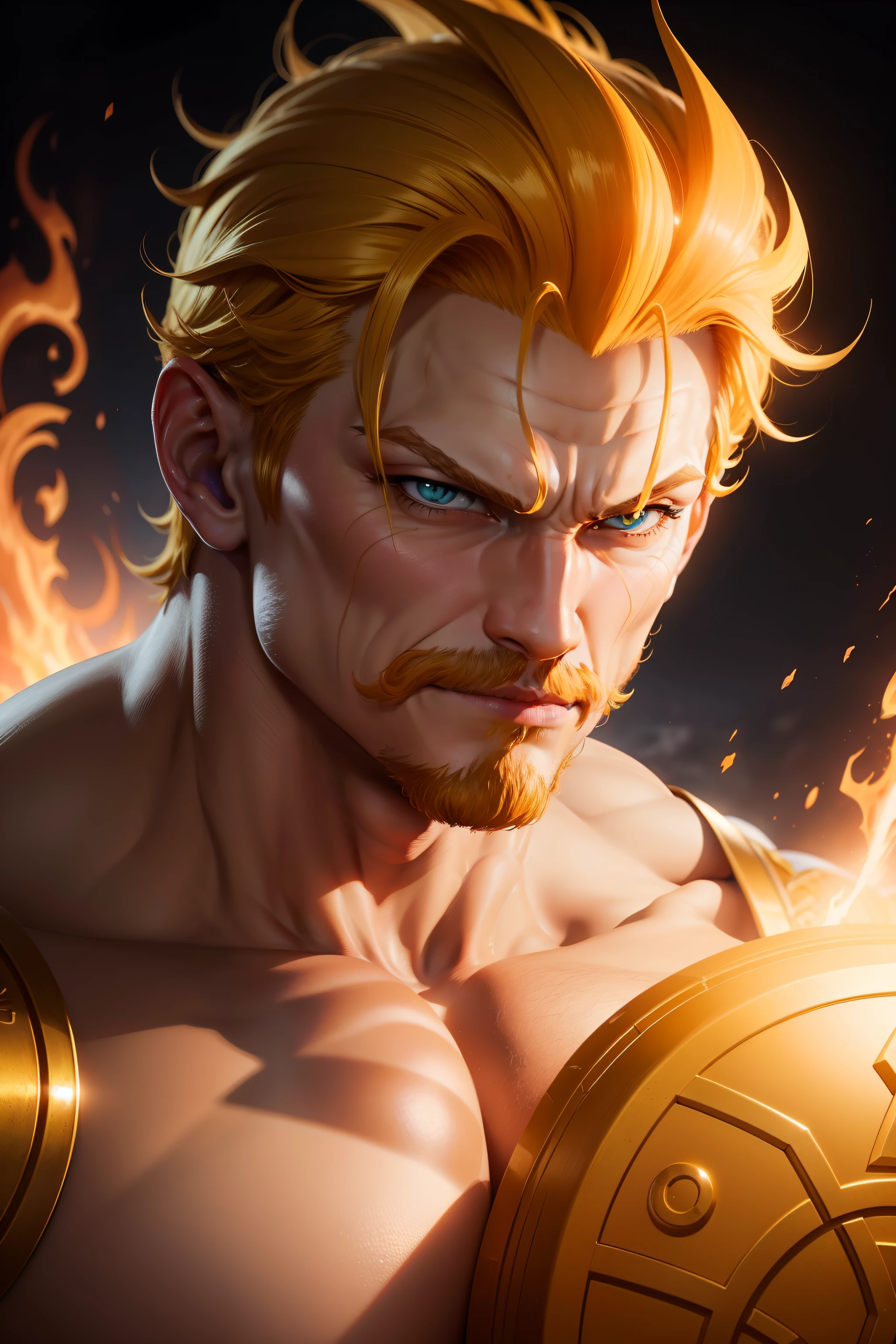 Logotipo de Escanor, title Escanormata-rata, fondo amarillo, sol, animado, realista, 8K