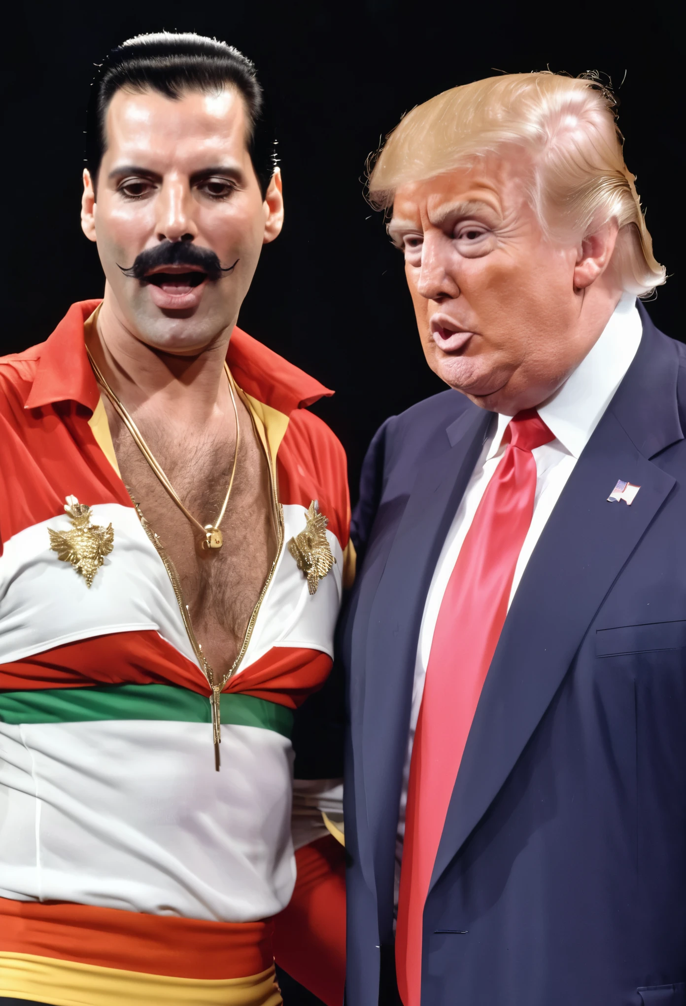 Freddie Mercury e Donald Trump em um show