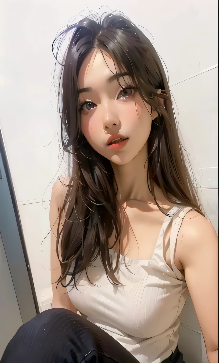 arafed asian woman sitting on a toilet in a bathroom, jaeyeon nam, gorgeous young korean woman, young adorable korean face, 2 4 year old female model, heonhwa choe, jinyoung shin, korean girl, young cute wan asian face, 2 , beautiful young korean woman, 19-year-old girl, wan adorable korean face