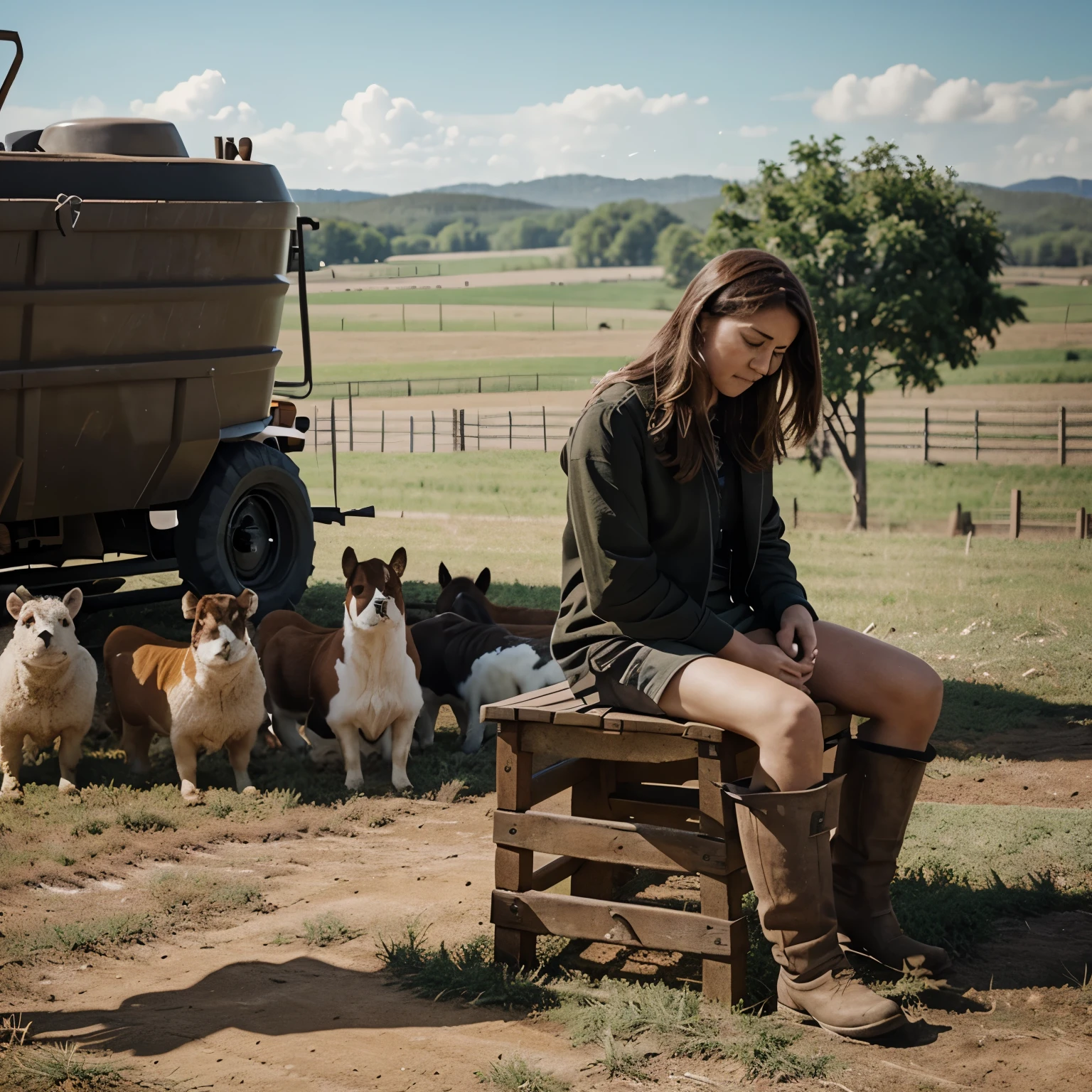 Generates a stop motion of some animals on a farm sitting down to talk to each other