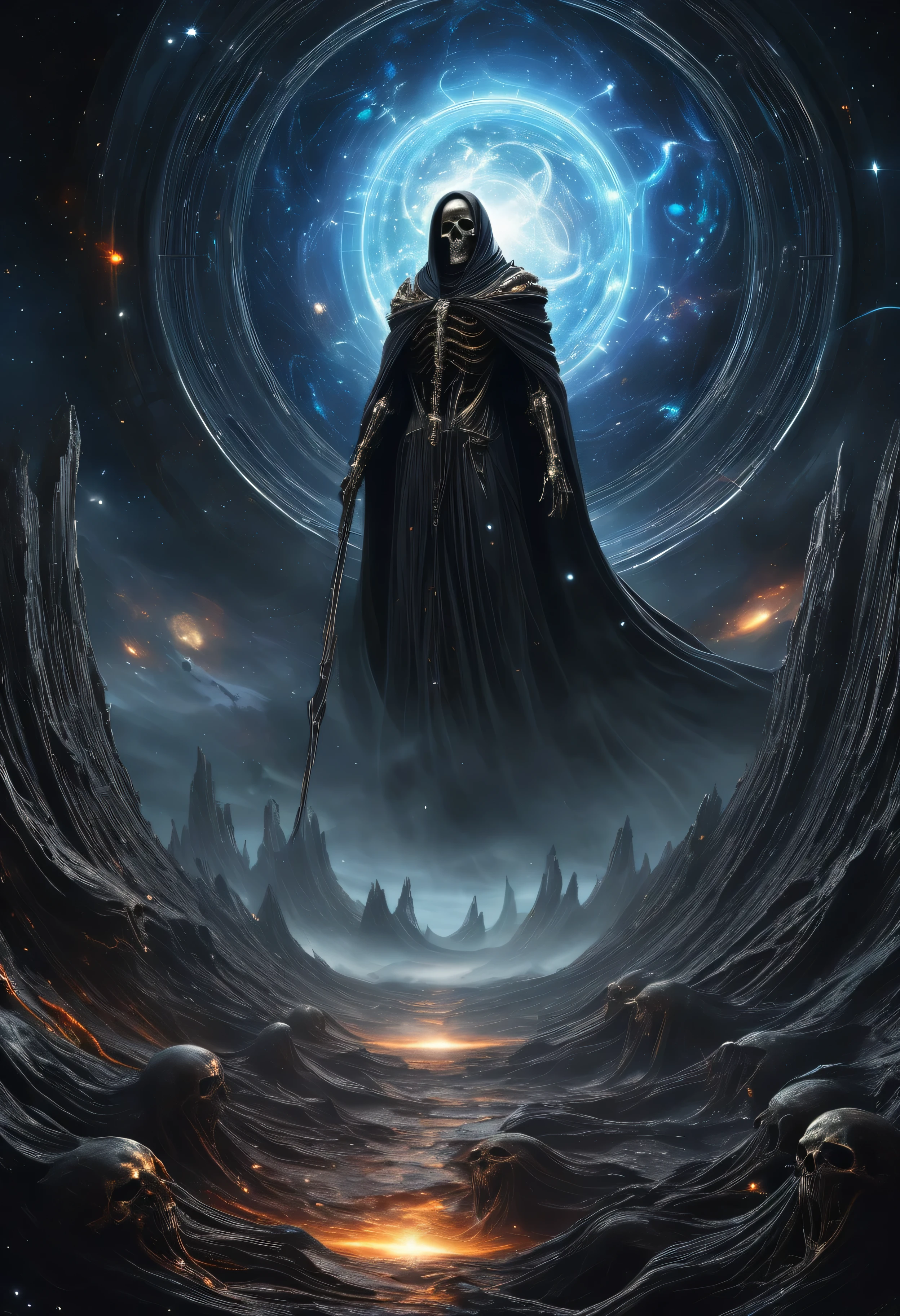 Souls wandering through space and time, estilo de arte death metal, ultra realistic