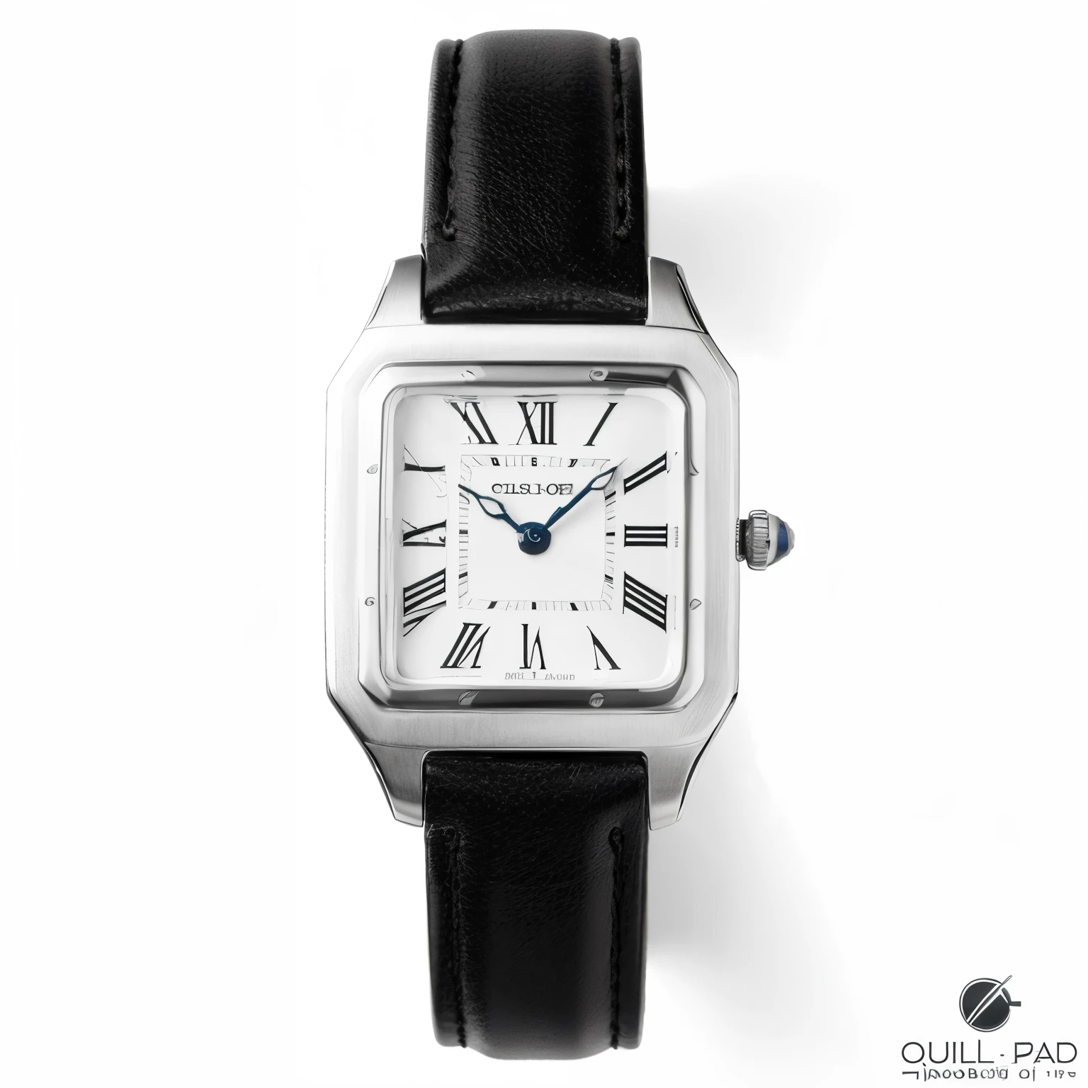 Upscale this watch, top view, close up