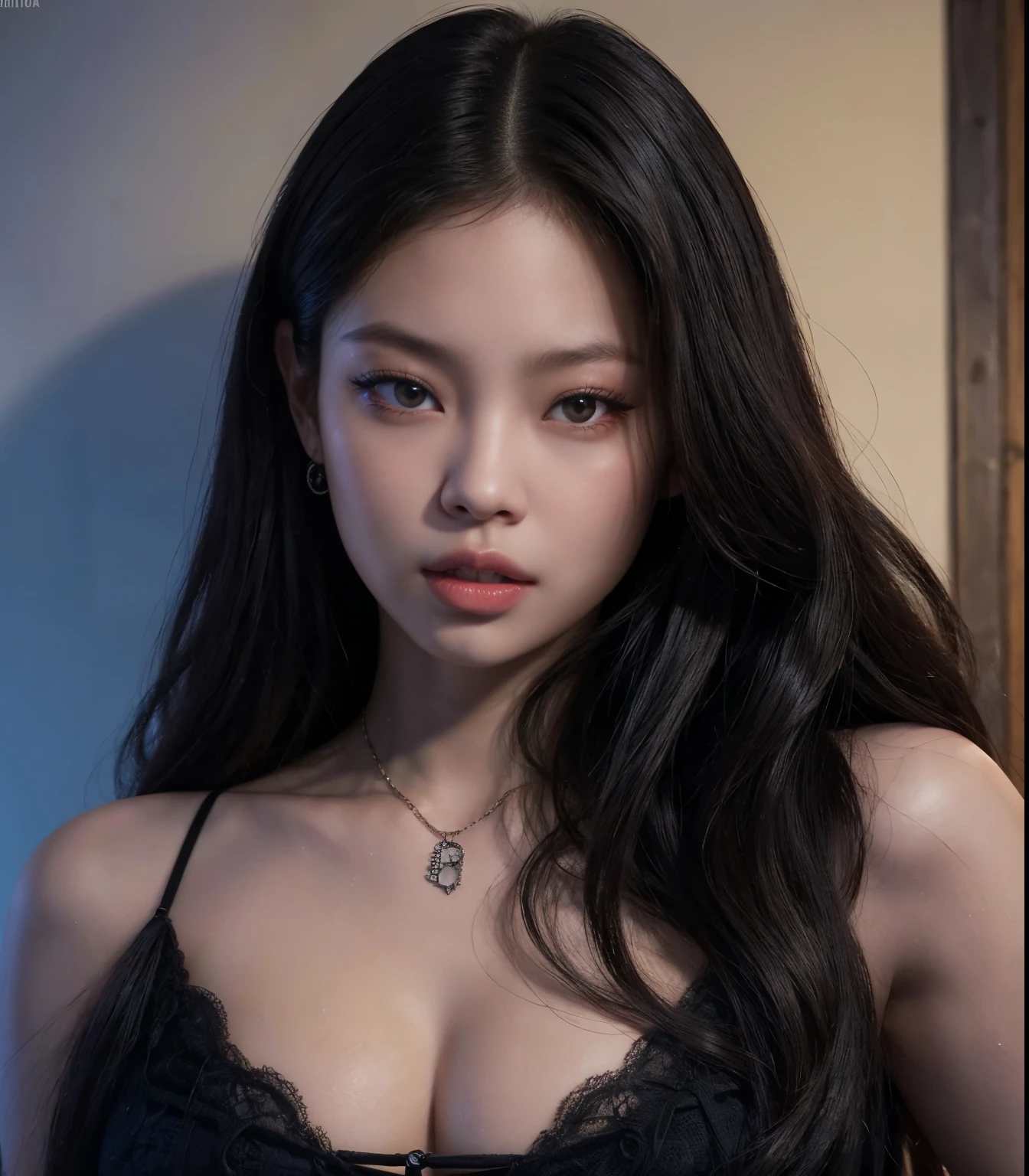 jennie blackpink, jennie faces, jenny, seios grandes, seios fartos, medium breasts, malvada, bad girl, gostica, jennie gotica, maquiagem escura, batom vermelho, jennie gotica, ultra realista, 8k
