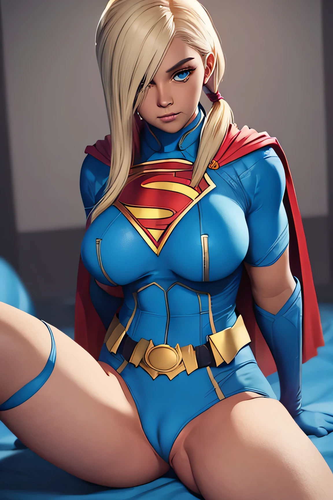 powergirlinjustice ,long pigtails blonde hair,blue costumered capesuperhero NSFW - Injustice 2 ,woman 角色设计-Character design style makeup,missionary vaginalclose upcreampiespreading legslegs updeephuge penis,dislike face,POV Missionary Vaginal + Creampie LoRA