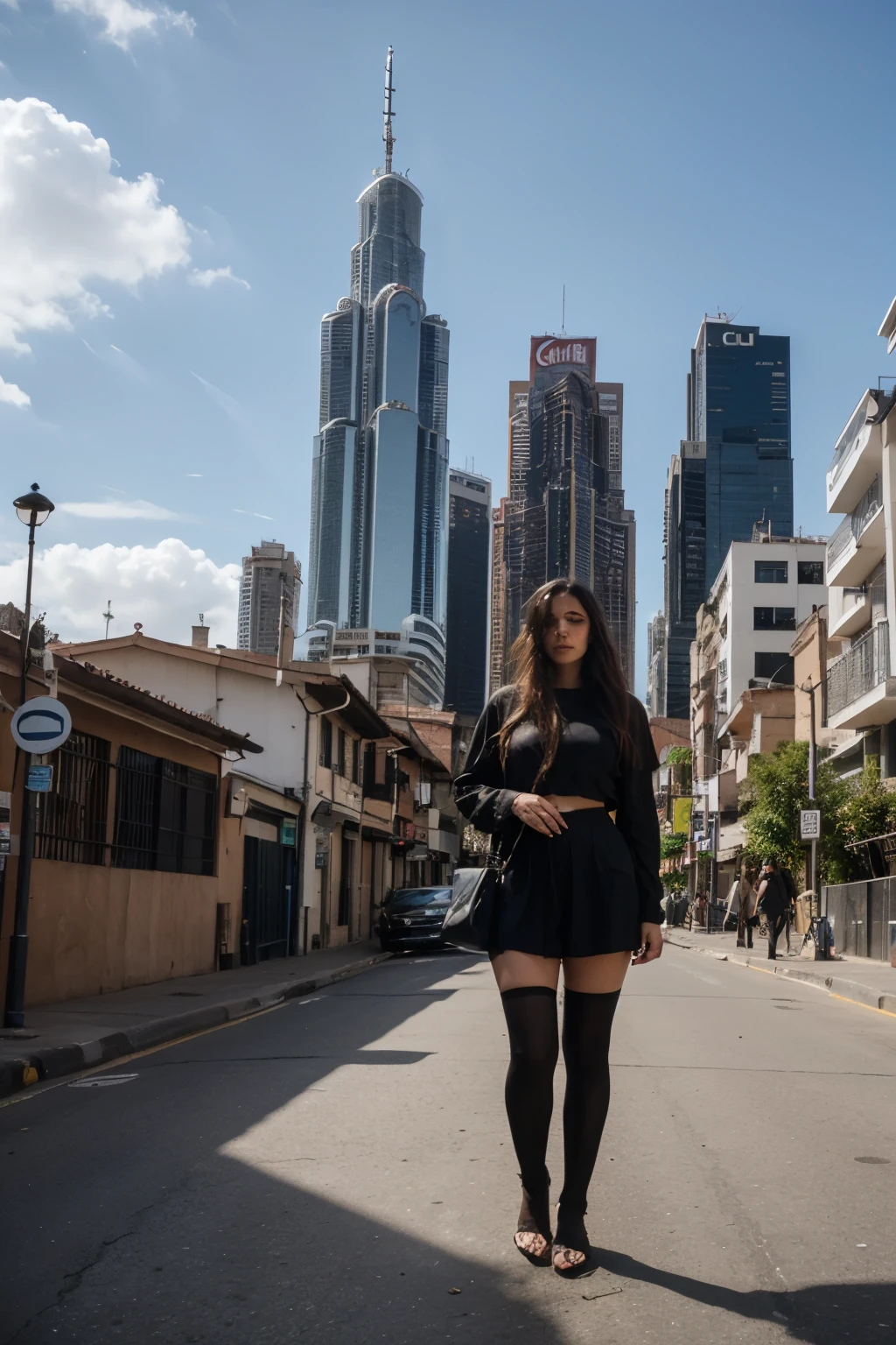 ciudad de medellin, gotica, con color negro y enfocada en el centro de la ciudad
