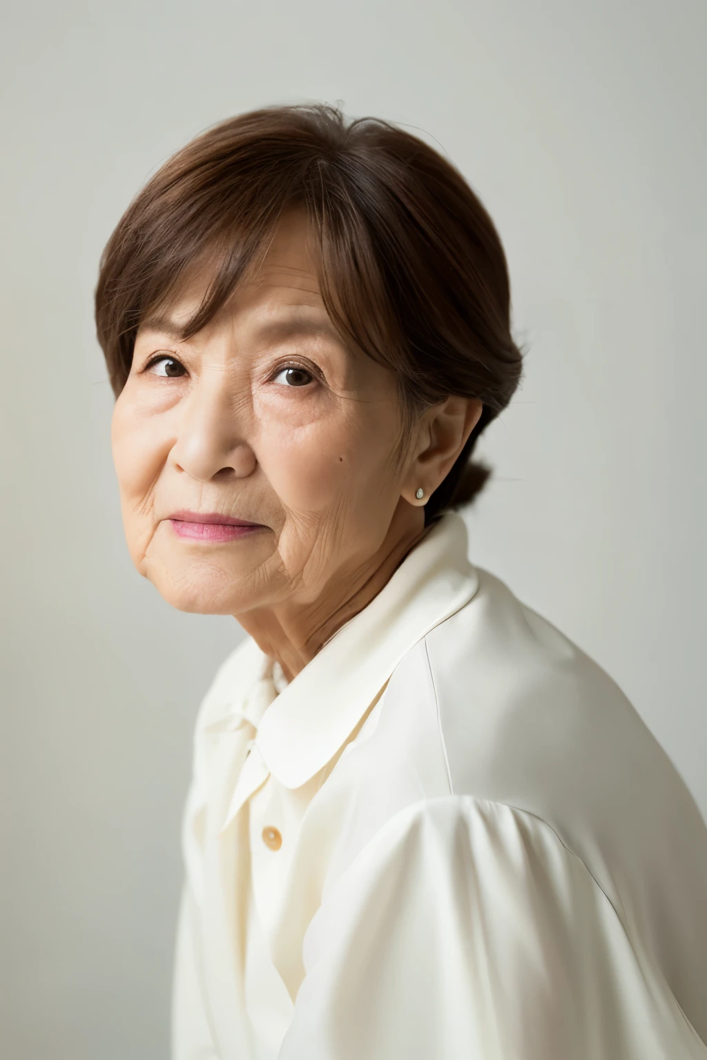 A kind grandmother who seems to listen to me with a white background