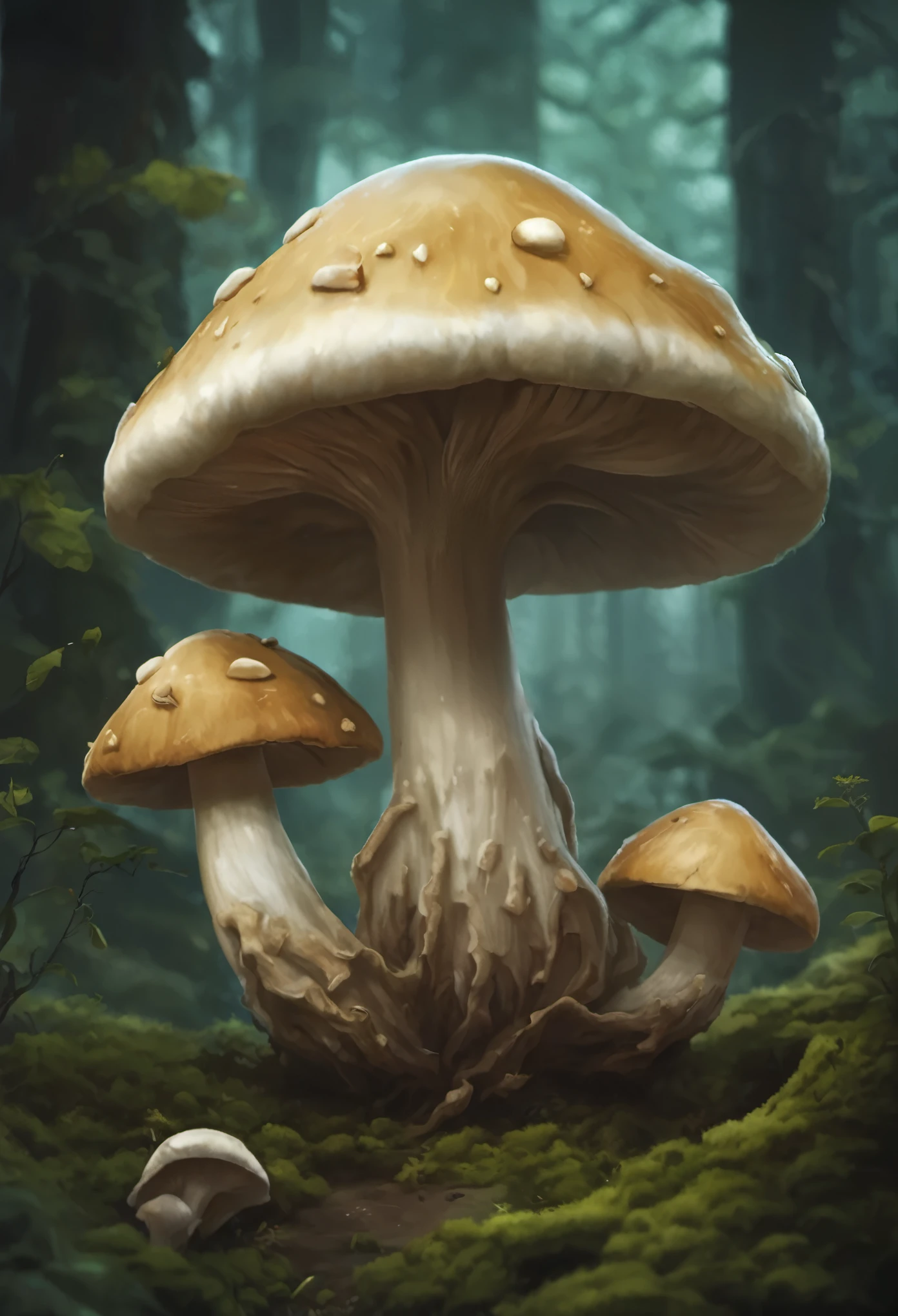 Oystur, the adorable oyster mushroom creature, is the main subject of the artwork. He serves as a friendly and welcoming mascot for JS Agro Mushrooms.

Tags: cute and welcoming oyster mushroom creature, Oystur, mascot for JS Agro Mushrooms

Medium: Illustration

Additional Details: The artwork depicts Oystur in a vibrant and enchanting environment. The mushrooms around him are glistening with dewdrops, and the air is filled with a delightful aroma. The scene showcases a thriving mushroom garden, with different varieties of mushrooms of various shapes and sizes. Soft sunlight filters through the lush green foliage, casting a warm and inviting glow. Oystur is seen in a playful pose, with a wide smile on his face and his arms open, as if greeting visitors to the mushroom garden. His eyes are expressive and full of warmth, while his body is soft and velvety, resembling the texture of an oyster mushroom. The illustration captures the joyful and magical essence of Oystur and conveys his role as a delightful ambassador for JS Agro Mushrooms.

Image Quality: (best quality, 4k, highres, masterpiece:1.2), ultra-detailed, realistic

Art Style: Illustration, portraits

Color Palette: Earthy tones, predominantly shades of brown, green, and beige, reflecting the natural environment of mushrooms

Lighting: Soft, warm, and diffused natural lighting, accentuating the cozy and inviting atmosphere of the mushroom garden