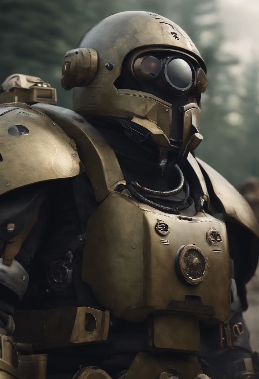 machine, automaton, military, heavy armor, one eye, monocular eye, one circular eye, robot, heavily armor, helmet, soldier, communist, solo, simple background, humanoid, Russian, tank, heavy gun, soviet, robot
