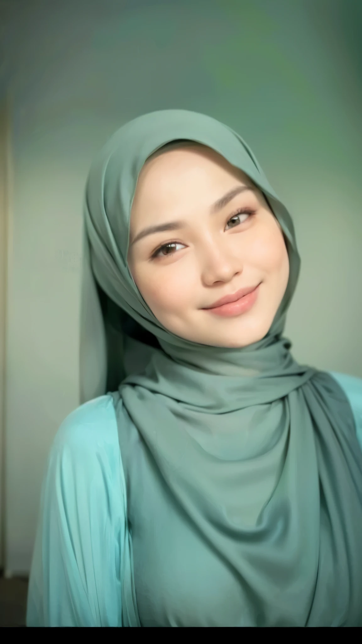 masterpiece, (ultra-high-definition portrait, vignet:1.4), Realistic, extremely detailed, CG unified, 8k, Clean lines, highly detailed, High-definition, raw color photos, she is smiling, Realistic portrait, Cinematic Light, Beautiful detailed, (1hijabgirl, indonesian:1.5), (165cm tall, big breasts with lips like he wants to kiss:1.5), Beautiful big breasts, breasts details, very tight, (Biggorgeous breast, Fish gape:1.5), (fish gape, Big Breast:1.4), Close up of a girl in Beautiful clothes with errected nipple, biggorgeous breast, Soft smile, scarf, (Bombastic Side Eyes with curvaceous body:2), pose 4 of 1 6, Undress, No bra, (nipples that are clearly sticking out detail:1.2), Outdoors, high intricate detailed.