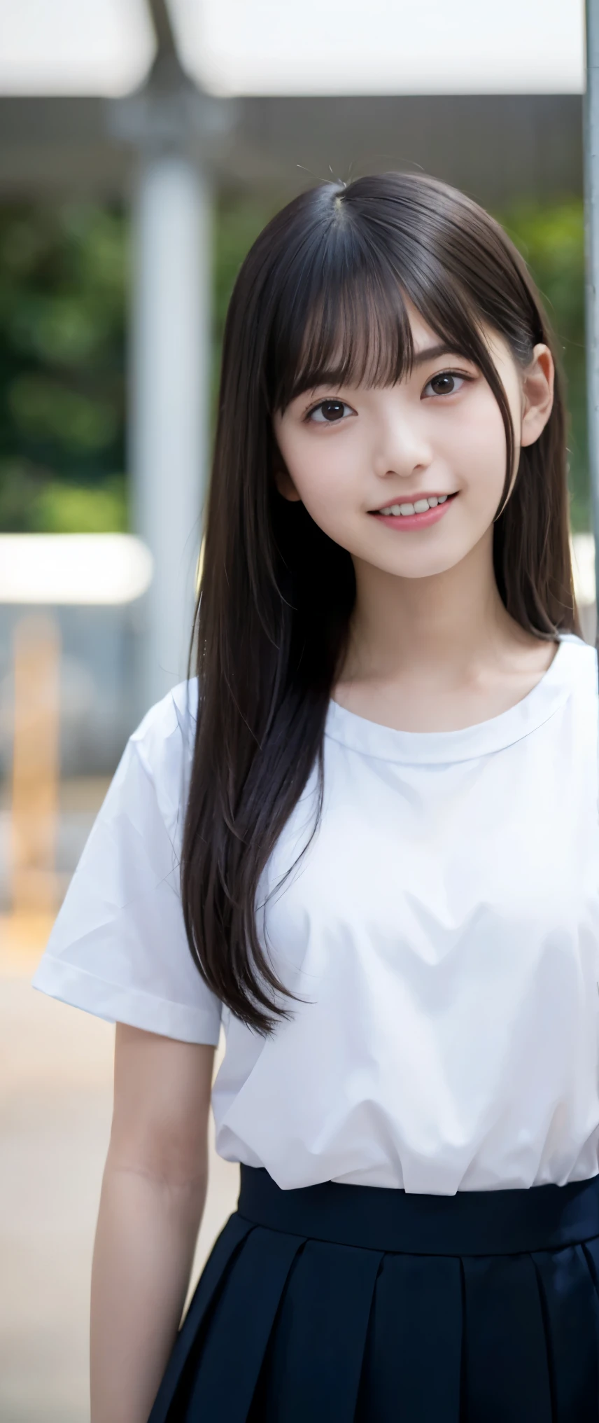 (masterpiece, highest quality:1.2), 8K, 12才のfull nudeの女の子, 85mm,Official AR RAW photo, スーパースリムなスレンダーbeautiful girl, (When I lift up my short navy blue skirt、下Half bodyfull nude、short sleeveの白シャツ、show me your ears、naked girl photo shoot、full nude, cute face, close, Half body, biolace, gardenia, beautiful girl, , thighs, short sleeve, Tied to the station platform with a rope, looking at the viewer, no makeup, (big smile), film grain, chromatic aberration, sharp focus, face light, clear lighting, Ten generations, detailed face, background bokeh, (dark red tie:1.1)、((((((12 year old girl))))))、((((((12才のfull nude女子高生)))))、thin waist