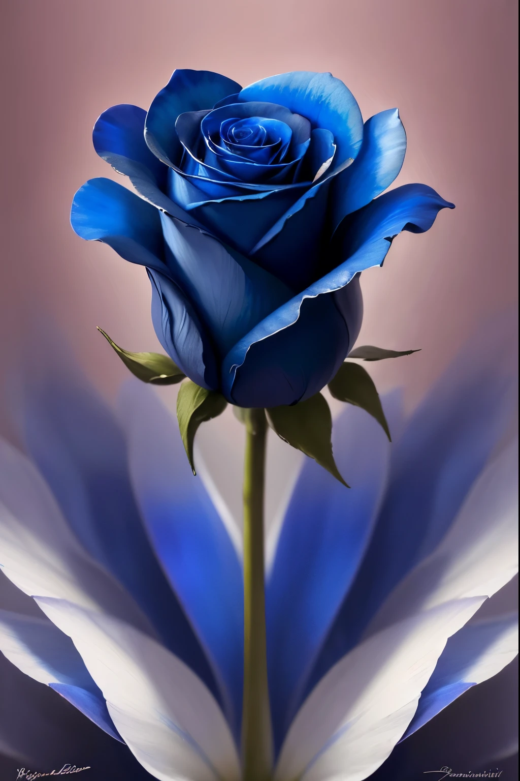 "(best quality,highres:1.2),ultra-detailed,blue rose,beautiful detailed petals,vivid colors,sharp focus,delicate,fragrant,subtle lighting,ethereal,artistic composition,romantic,flower symbolism,botanical art,soft color palette,modern art style"