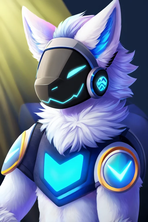 furry (protogen visor) smile visor color blue, fur white