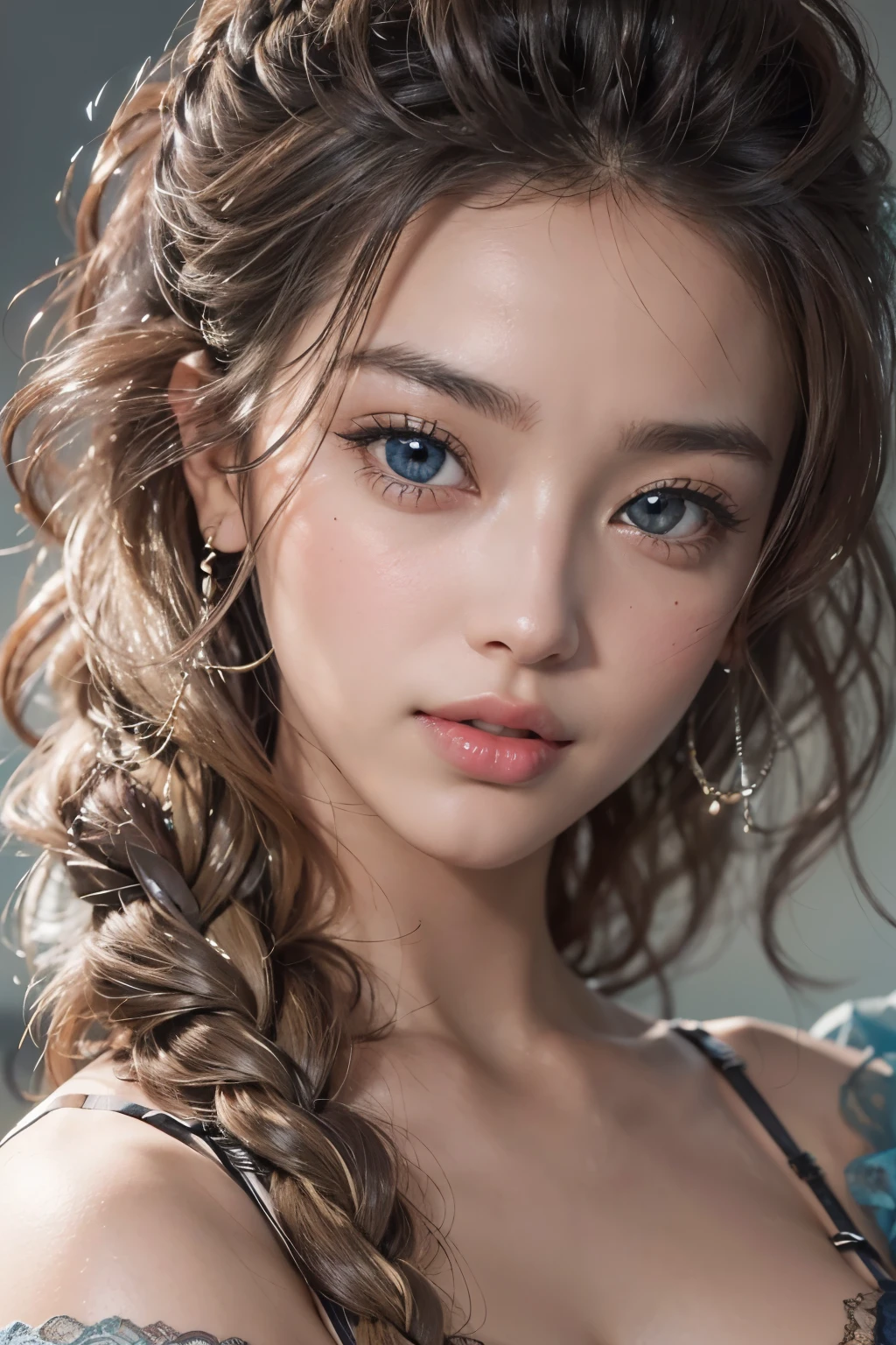 1woman, (Ultra realistic, high res), (highly detailed eyes, highly detailed hair, highly detailed face, highly detailed plump lips), (off shoulder with open breasts), breasts, upper body, caute smile, (best quality:1.4), Raw photo, (realistic, photo-realistic:1.37), professional photography, cinematic light, (fine face: 1.2),fashion model 20 years old, cute, [[[[pure eyes]]]], [[[[closeup]]]], [[[[chest]]]], [[[[neck]]]], [[[[shoulders]]]], perfect eyes, perfect iris, perfect lips, perfect teeth, perfect skin, soft front light, glow, HDR, (muted colors:1.2), Retrato da mulher、white skin、((cabelo Castanho ondas suaves)) Best Blanco Romantico、8k resolution、Frente Illuminada、アメリカの女の子のPortrait、solo、20-year-old、beautiful face、Upper body、medium side cut、beautiful black hair、beautiful little face woman, solo,　black theme,　look at the audience,one woman, It&#39;s real, Wolfsan-6500-V1.3, anime、animeスタイル、beautiful diamond eyes、20 year old american girl、braided hair、swimsuit、portrait beautiful detailed woman, very detailedな青い顔, Reality, beautiful narrow blue eyes, huge file size, Super detailed, High resolution, very detailed, highest quality, masterpiece, An illustration, very detailed, ticker, Unite, 8K painting wallpaper, fine, fine details, masterpiece, highest quality, Hvery detailed ticker uniform 8K wallpaper, face light movie lighting、cuteブラウス, dark background, oil, masterpiece, diffused soft film lighting, Portrait, highest quality (perfect face:1.4),stunning girl pictures,(8K and、photorealistic:1.25) 、(lip gloss、eyelashes、shiny face、shiny skin、highest quality、超High resolution、Depth of the bounds written、chromatic aberration、caustic road lighting、natural shading、sexy 1girl, Extremely cute, Amazing face and eyes, (Beautiful lovely smile), (extremely detailed beautiful face), bright and shiny lips, (cute bikini:1.3), (very elaborate lace bra:1.5), smooth skin, super beautiful, attractive, (Best Quality:1.4), (hyper quality), (Ultra-detailed), (hyper-realistic, Photorealsitic:1.37), Authentic skin texture, complex details, extremely detailed CG unified 8k wallpaper, RAW Photos, professional photograpy, Cinematic lighting, coast, sea, palm trees,masterpiece, best quality, high quality, High definition, High quality texture, High quality shadow, high detail, beautiful detailed, finely detailed, extremely detailed cg, detailed texture, a realistic representation of the face, realistic, colorful, delicate, Cinematic Light, sidelighting, Lens Flare, Ray tracing, sharp focus, (intrica