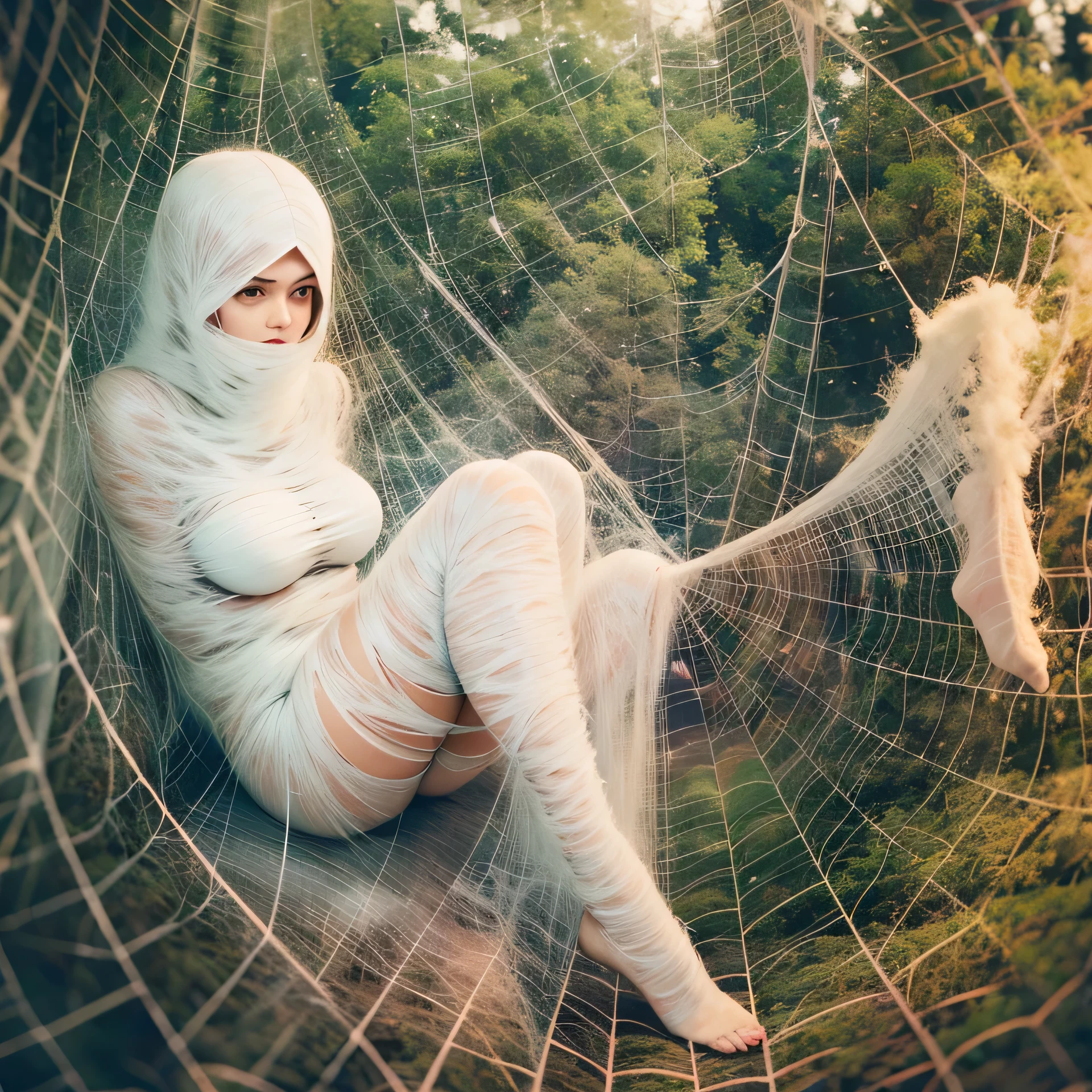 a girl trapped in the cobweb