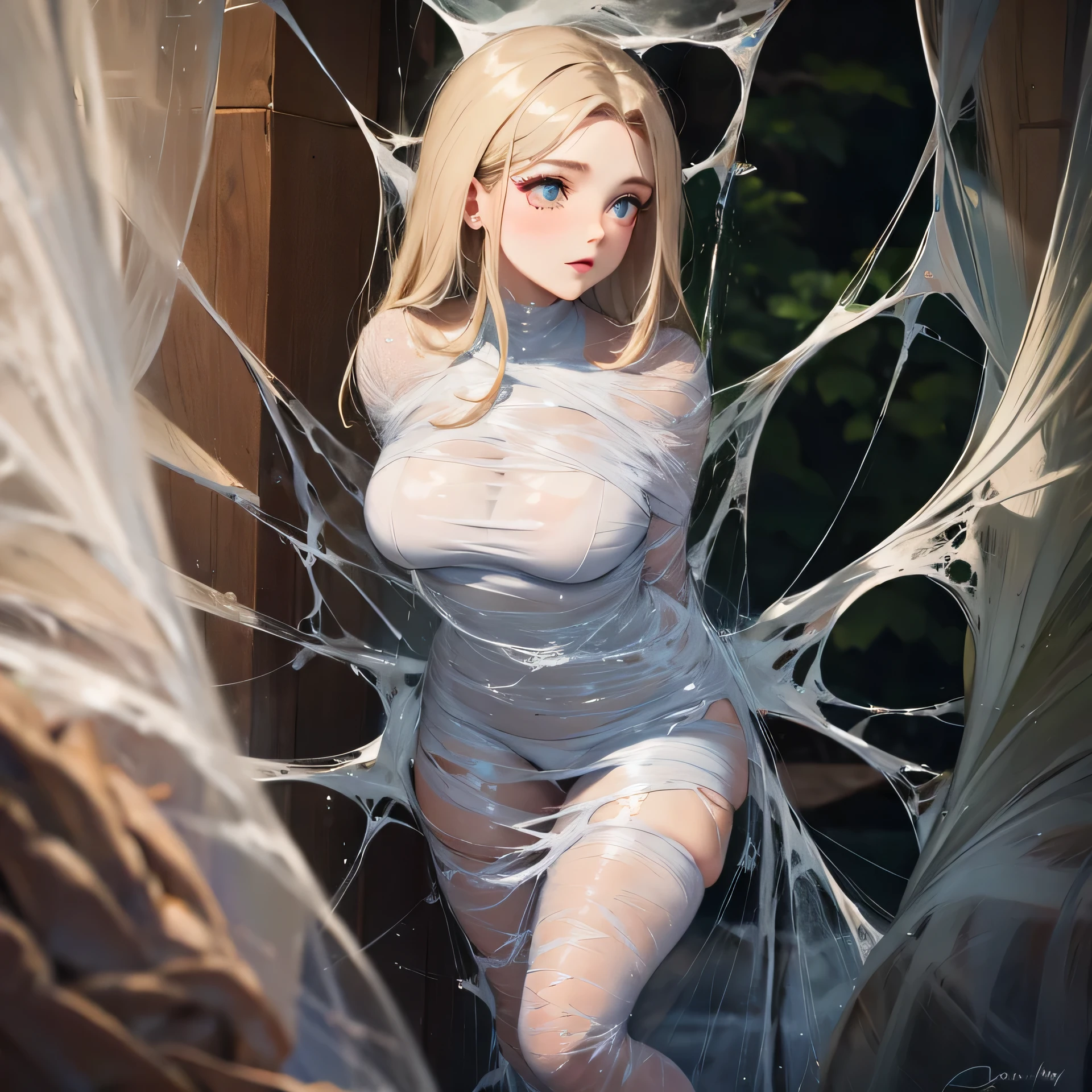 a girl trapped in the cobweb