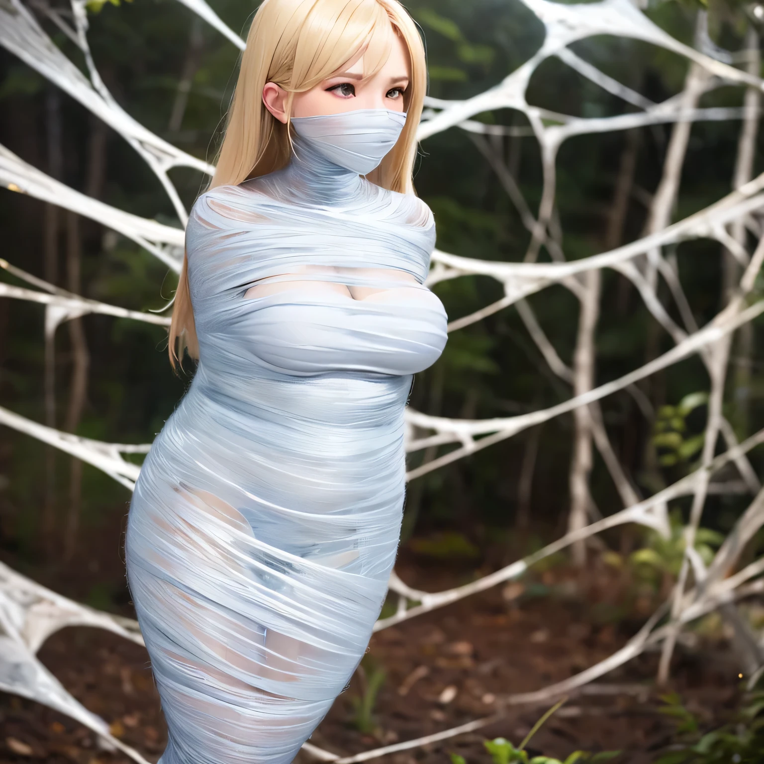 best quality,4k,8k,highres,masterpiece:1.2,ultra-detailed,realistic:1.37, HDR,UHD,studio lighting,ultra-fine painting,sharp focus,physically-based rendering,extreme detail description,professional,vivid colors,bokeh, portraits,web,subtle lighting,dark atmosphere, (cocoon:1.2), blond haired girl,