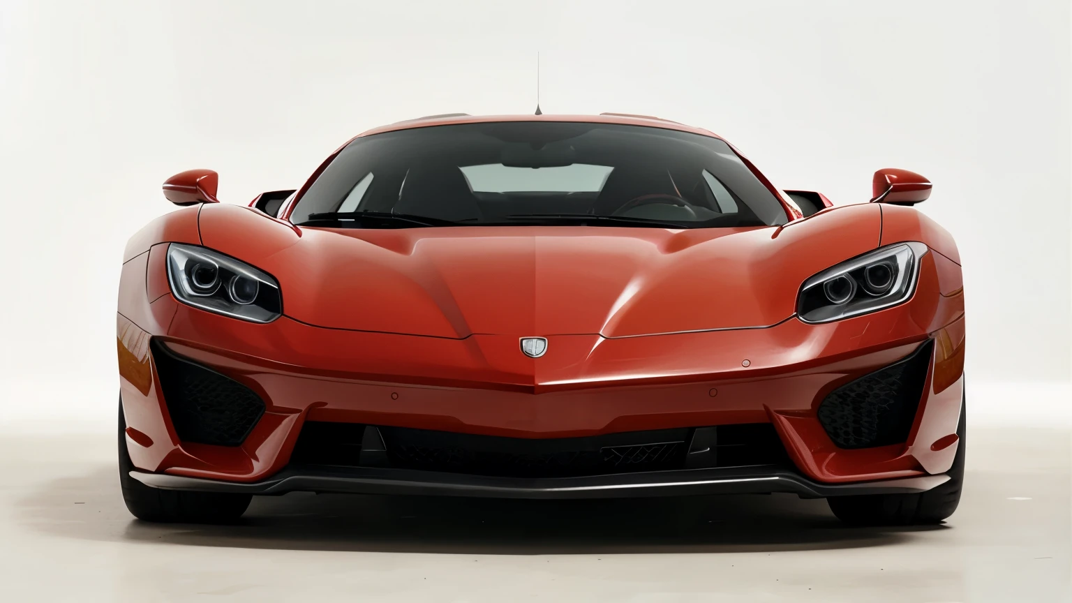 1 red super car on white background, realistic, front view