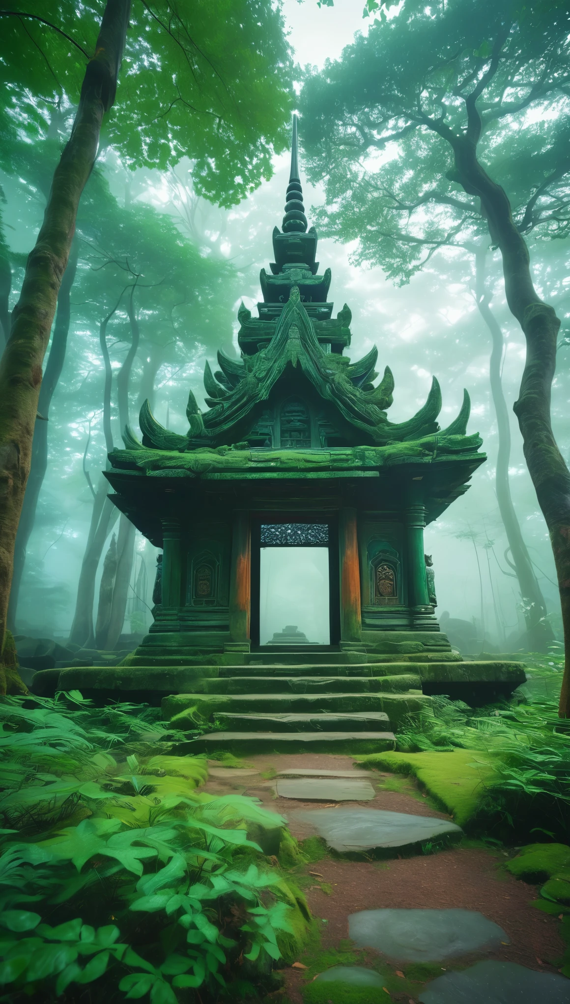 "(best quality, 4k, highres), ancient shrine in a mystical forest, serene atmosphere, soft ethereal lighting, spirit animals, enchanting ambiance, peaceful and tranquil, mysterious vibe, detailed shrine architecture, vibrant greenery, magical aura, enchanting glow, foggy mist, ethereal haze, spiritual essence, hidden wonders, mesmerizing scene, captivating tranquility, mythical creatures, serene beauty, ancient wisdom, harmonious balance, serene purity, mystical charm, dreamlike setting, tranquil sanctuary, divine connection, whispering trees, gentle whispers of nature, tranquil stillness, enchanted tranquility, otherworldly ambiance, tranquil escape, ethereal enchantment, spiritual serenity, sacred oasis, ancient allure, mystical connection, enchanting aura, ethereal harmony"