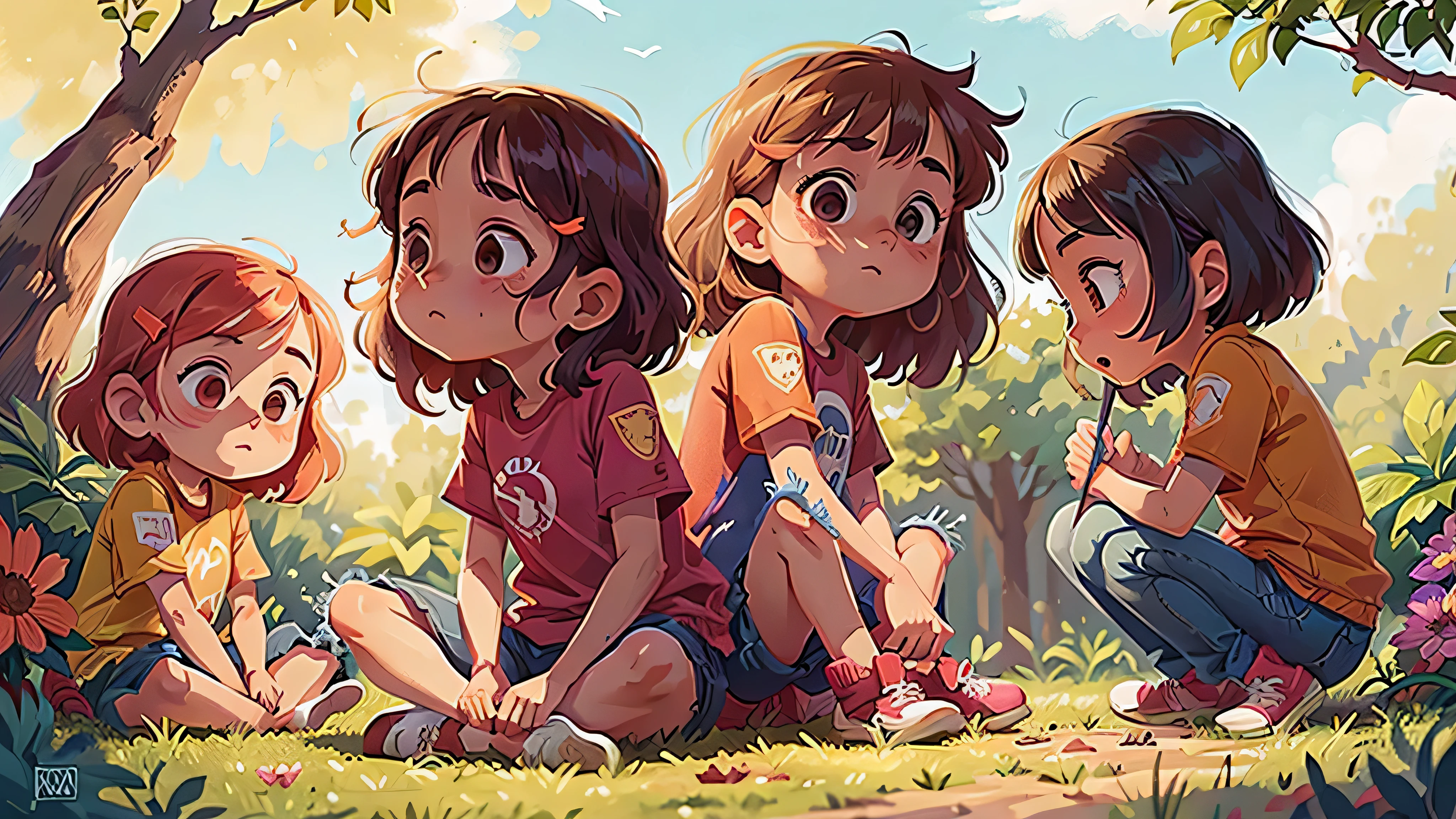 Two girls, twins, curly brown hair, playing basketball