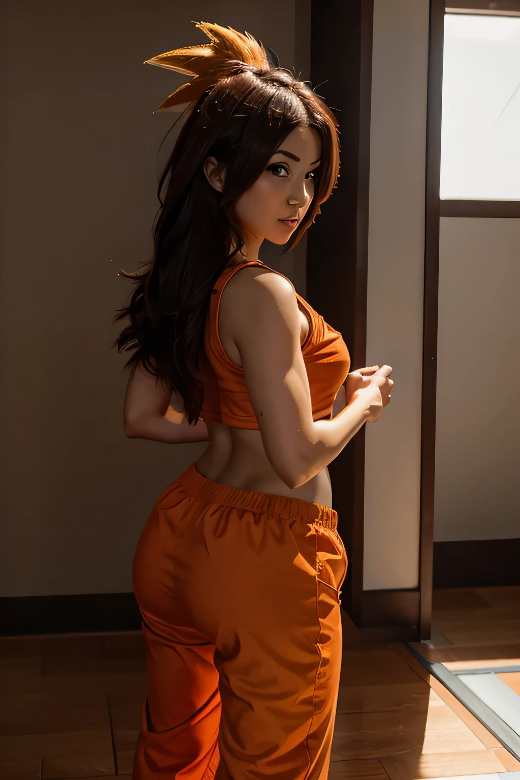female Goku anime saiyan with tail
