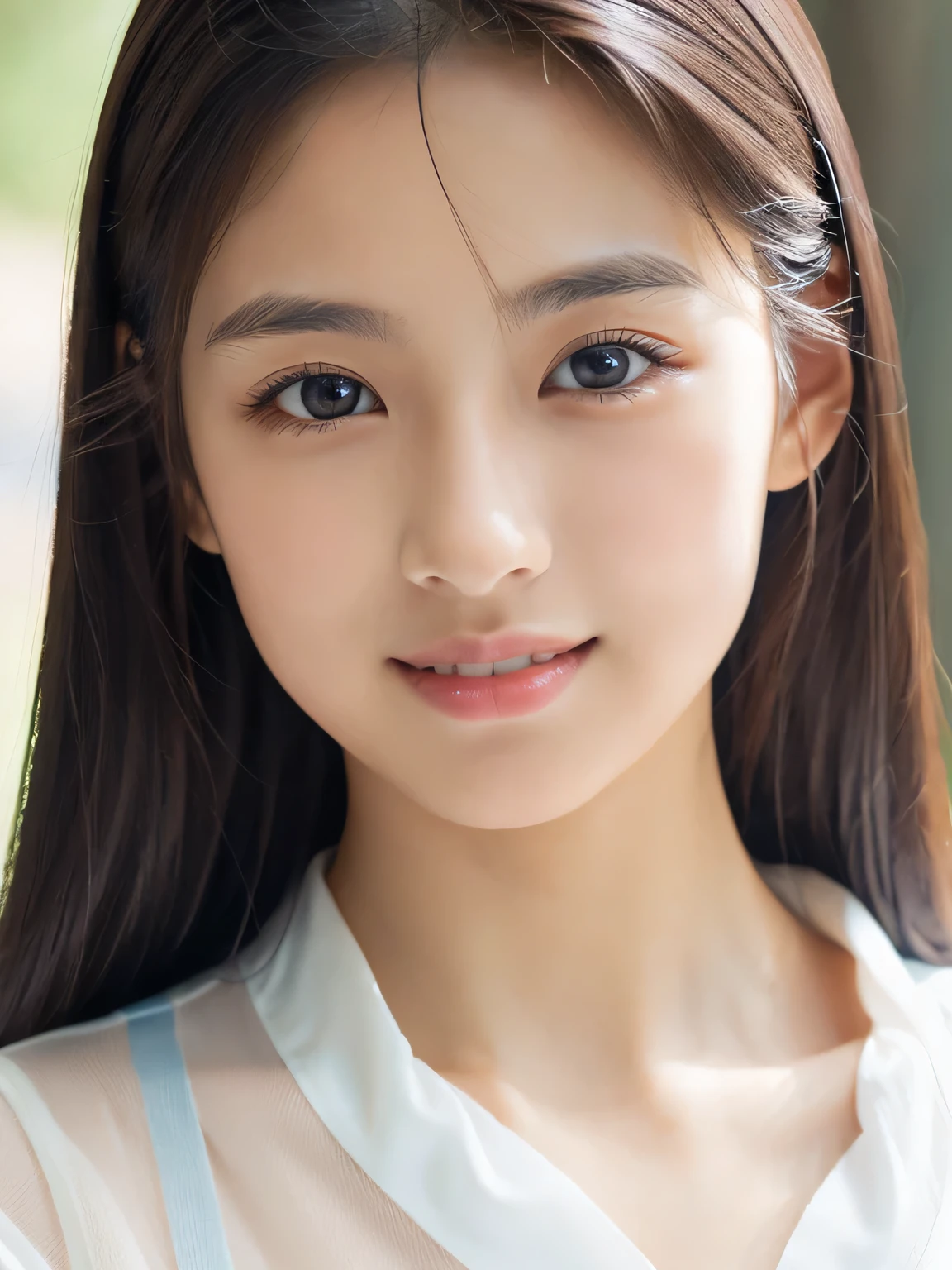 (Best-quality, Masterpiece, Ultra-High-Resolution, (Photorealistic:1.4), Raw Photo, depth of field, professional lighting, perfect anatomy, extremely details), (((selfie))), 1girl, 15-years-old, the most famous Japanese idol, in living-room, (extremely realistic and extremely cute and extremely childish face like the most popular Japanese idol, (extremely realistic and extremely cute and extremely big eyes), extremely realistic and extremely beautiful black-long-hair, (((extremely realistic and extremely beautiful skins))), extremely realistic and extremely cute long-eyelashes, extremely realistic and extremely cute lips), ((innocent smile, wearing summer-clothes with cute-design))