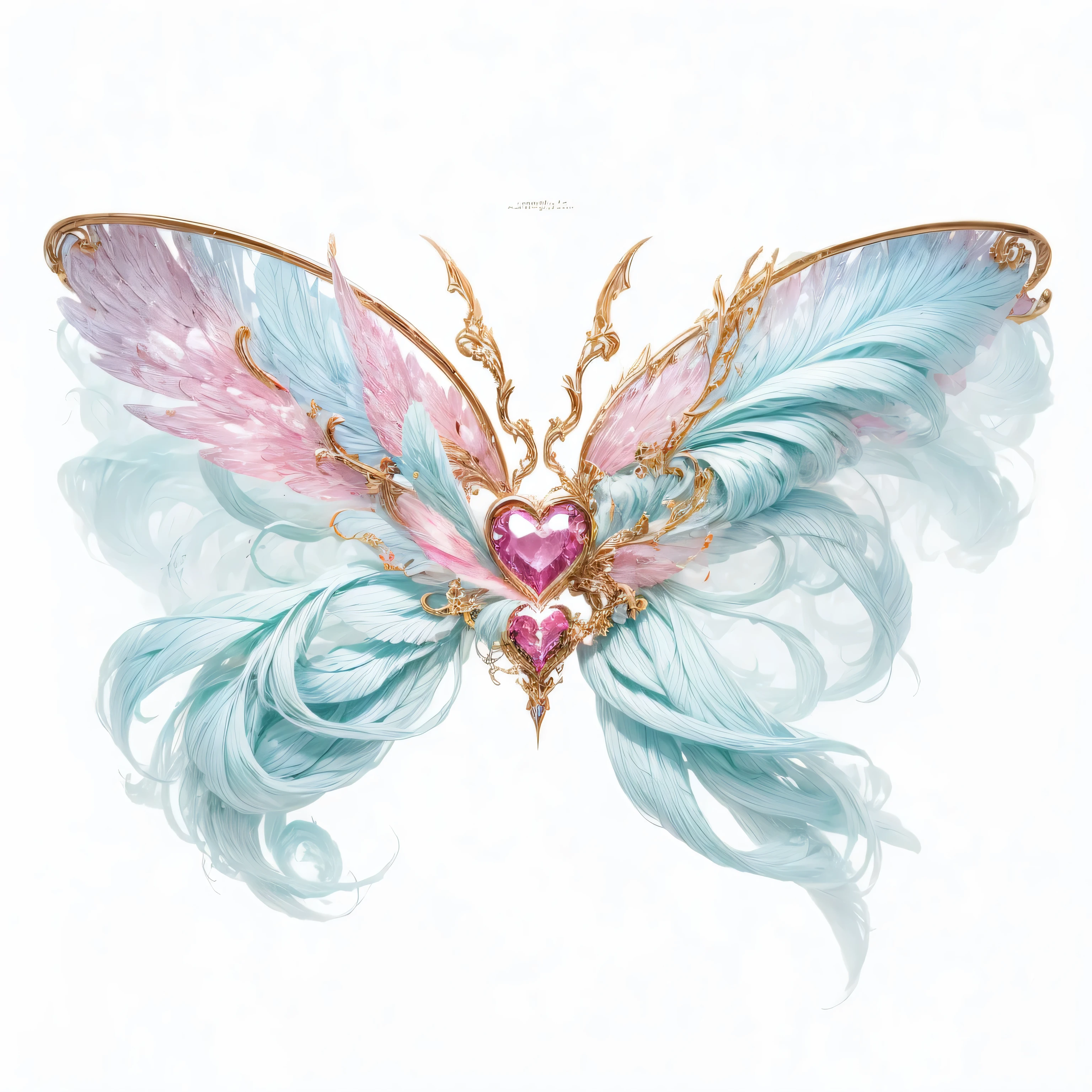 pink fantasy wings elements，six wings，fantasy barbie pink，pink heart，magic