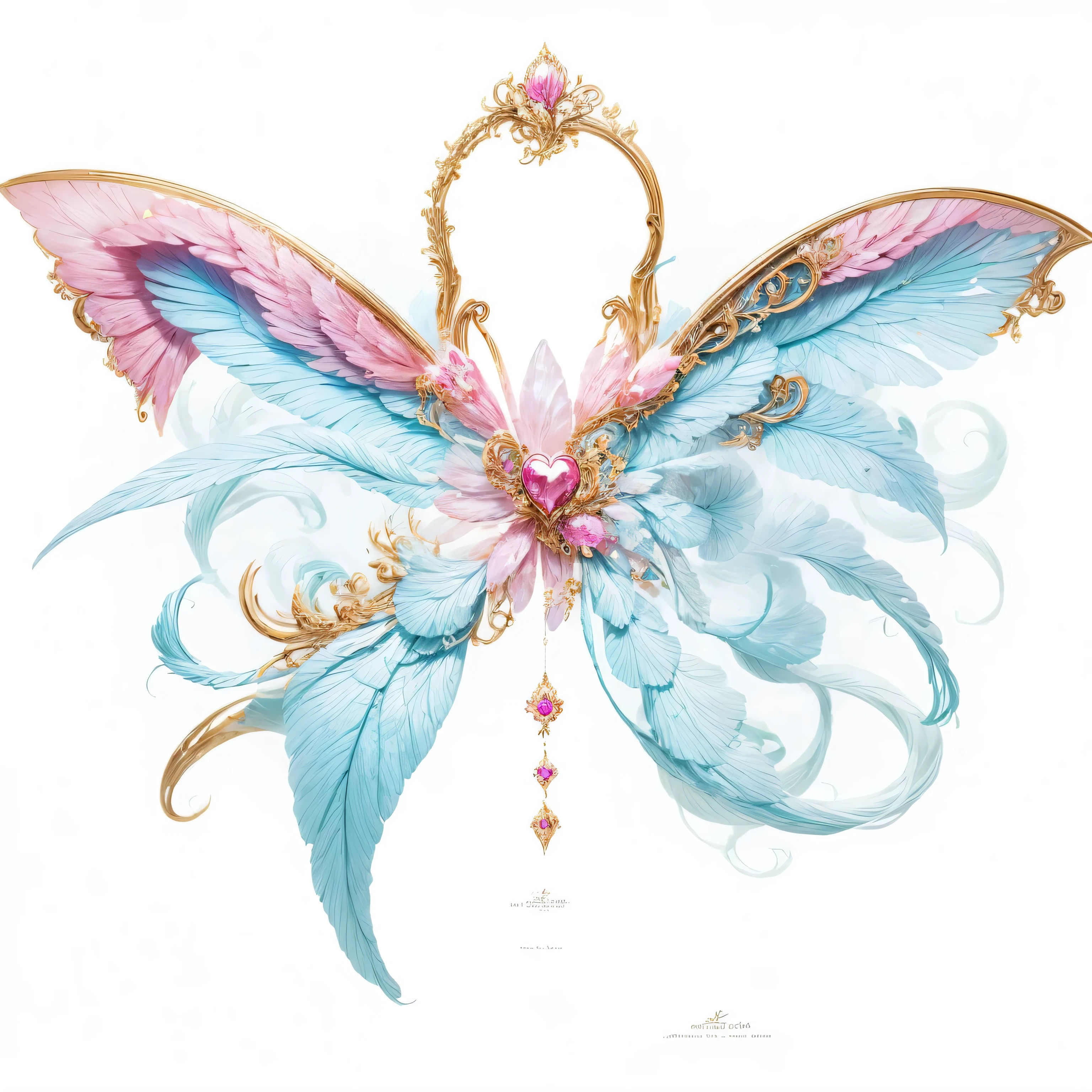 pink fantasy wings elements,six wings,fantasy barbie pink,pink heart,magic