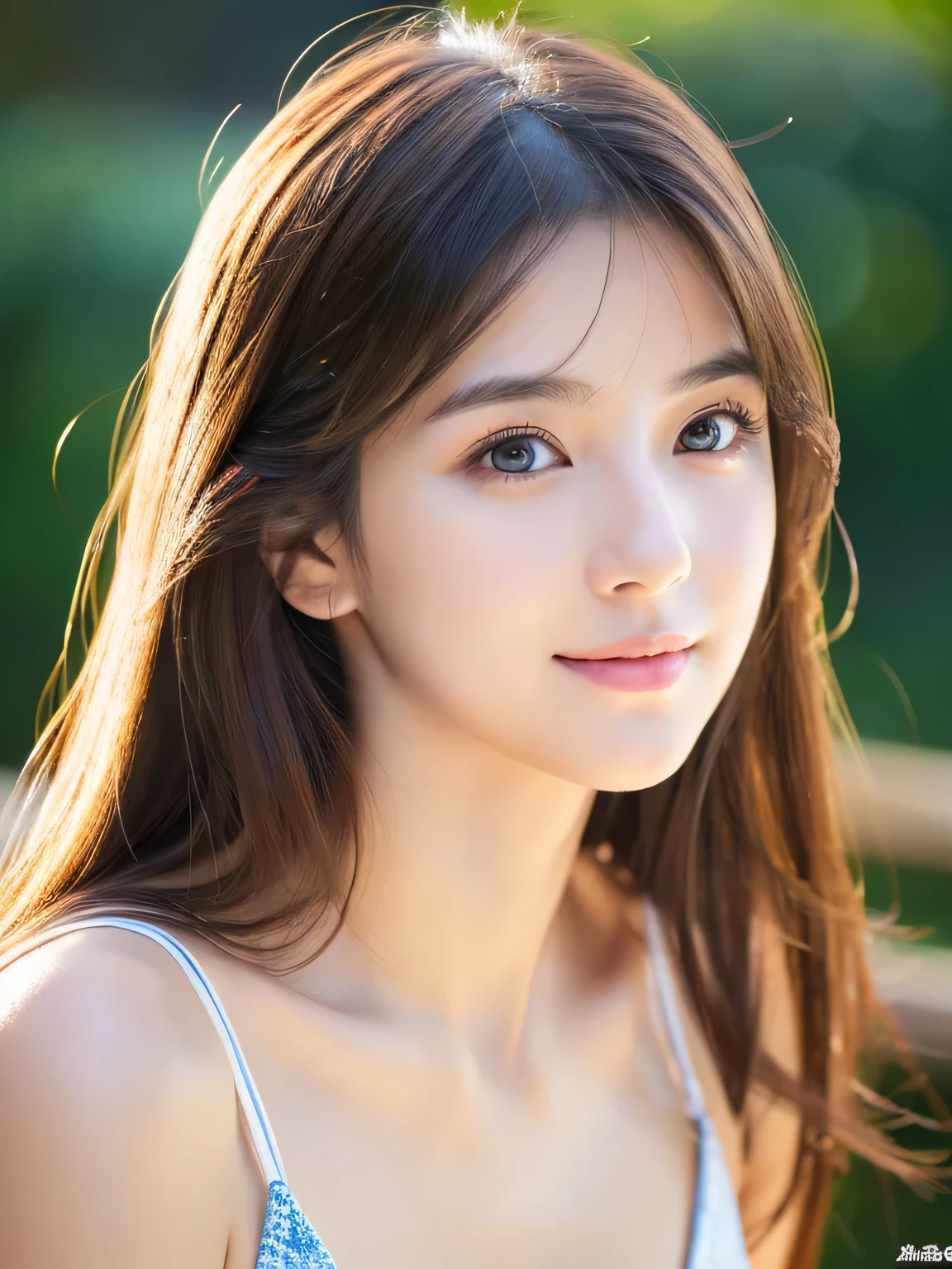(((32k,high details,high detail、masterpiece,attention to detail,alone))),Raw photo & realistic atmosphere,beautiful dark blue eyes,detailed mouth,glossy lips,thin eyebrows,fine eyes、Soft white skin that shines in every detail、sheの深い黒色の目はとても美しいです,lip details、very beautiful face,very well-shaped face、lifelike face,shining beautiful lips,beautiful eyebrows,infinite reality, Realistic young gravure idol,she'she'she'she'she'she'she'she'very cute woman , young gravure idol, young gravure idol, She is a very beautiful and cute 20 year old beautiful girl..,An incredibly beautiful and elegant 20 year old beautiful girl,natural soft light,(shiny hair,,Beautiful and kind eyes:1.5),gentle smile,well-shaped chest,medium long hair,seaside,bikini,beautiful posture,no makeup,whole body,