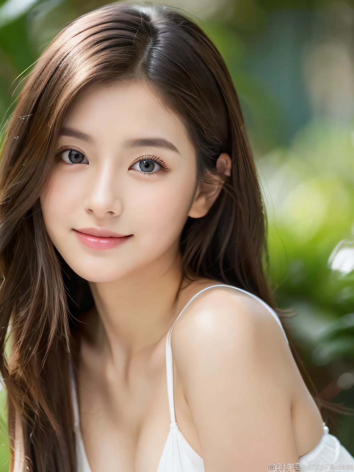 (((32ｋ,high details,high detail、masterpiece,attention to detail,alone))),Raw photo & realistic atmosphere,beautiful dark blue eyes,detailed mouth,glossy lips,thin eyebrows,fine eyes、Soft white skin that shines in every detail、sheの深い黒色の目はとても美しいです,lip details、very beautiful face,very well-shaped face、lifelike face,shining beautiful lips,beautiful eyebrows,infinite reality, Realistic young gravure idol,she&#39;she&#39;she&#39;she&#39;she&#39;she&#39;she&#39;she&#39;she&#39;s a very cute woman , young gravure idol, young gravure idol, She is a very beautiful and cute 20 year old beauty...,An incredibly beautiful and elegant 20-year-old beauty,natural soft light,（shiny hair,,Beautiful and kind eyes：1.5）,gentle smile,well-shaped chest,medium long hair,seaside，bikini,beautiful posture,no makeup,whole body，
