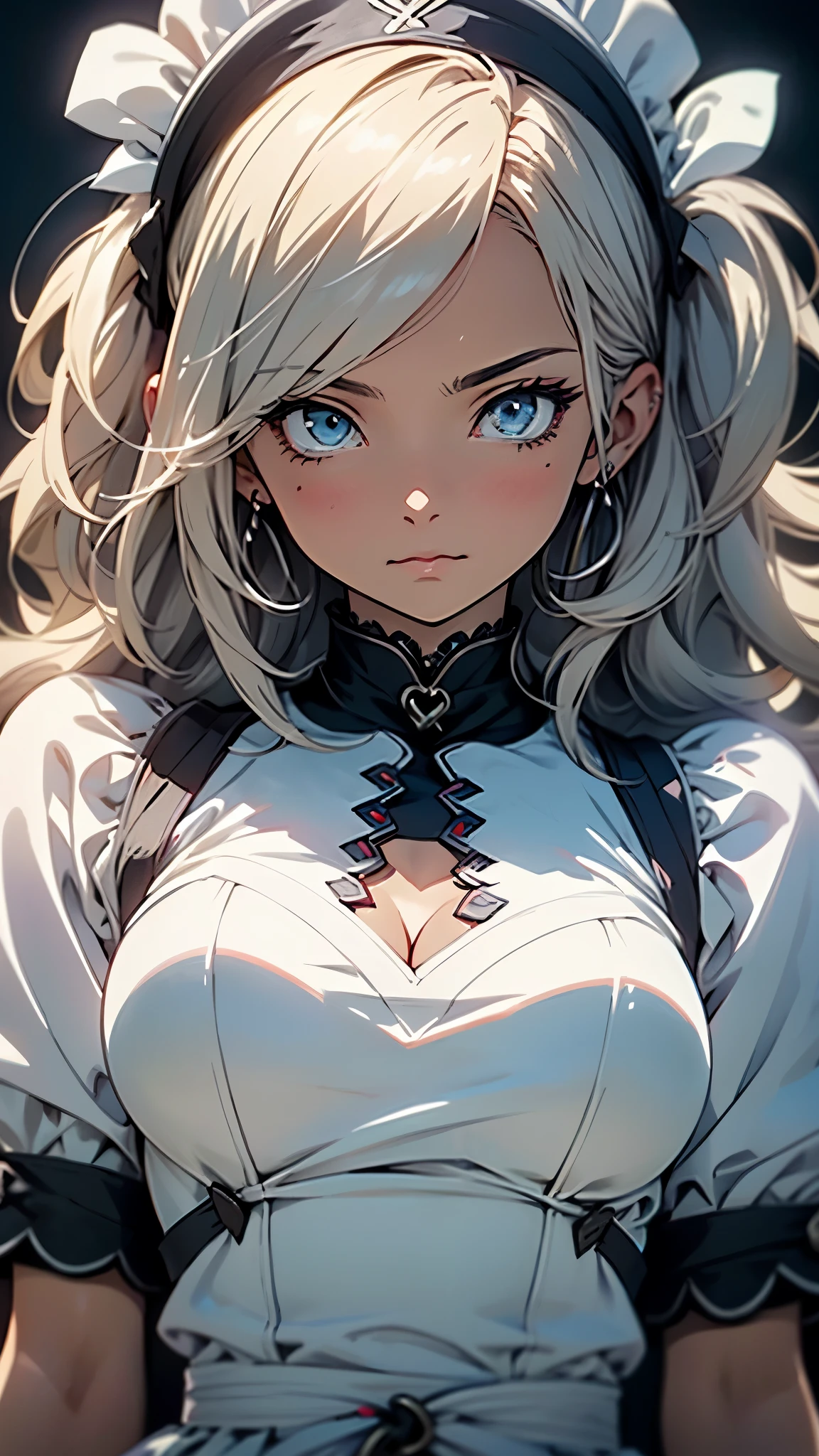 (8k, The best quality at its best, masterpiece:1.2),\(Fine-grained\),\(Facial Features\),(\(Clothing Details\)\),(Surface Focus) ,Highly detailed CG synthesis 8k wallpaper,Huge file sizes,Super detailed,High resolution,Yellow plum,Beautiful Eyes,Raytracing,Dramatic Shadows,More about pubic hair,Dramatic angle,Hyper Detail,(1 Girl:1.3),(alone),(Platinum Blonde Hair:1.2),(White gold-rimmed hairband,Water Drop Gemstone Earrings),(Cyan eyes),Big cleavage,Sexy nun,Punishment Nun Outfit,that's enough, (High contrast), (1 color),Knee-high socks、Long gloves