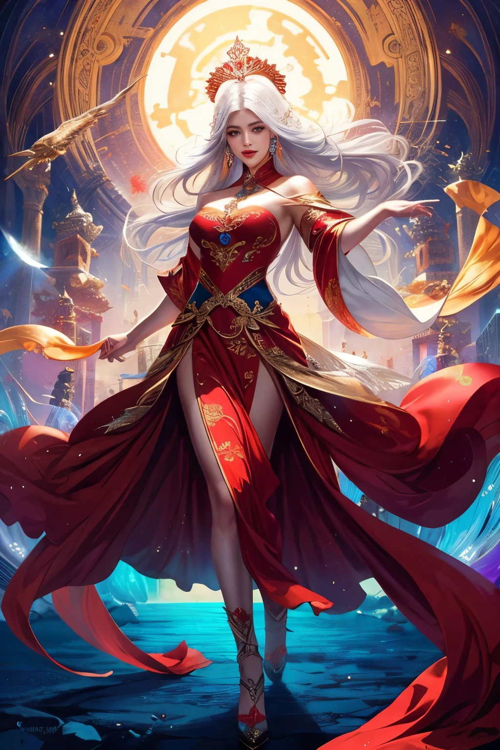 To create a detailed physical profile of a very sexy, human-shaped 9-tailed fox, We can use rich descriptive language to inspire AI art generation. Here is an example of how this profile could be described in a prompt format:
---
**Detailed description of a 9-tailed fox in human form:**
- **General appearance:** An incredibly attractive female figure, radiating charm and mystery.
- **Height:** cerca de 1,75 meters, with a slender, well-proportioned body.
- **Skinned:** Skinned suave e luminosa, with a pale tone that reflects an ethereal aura.
- **hairs:** long, silky and intense red tone, flowing like a waterfall to the waist.
- **eyeballs:** eyeballs grandes e expressivos, with golden irises that shine with a touch of mischief and ancient wisdom.
- **muka:** muka de traços delicados e perfeitos, with full, pink lips that exude sensuality.
- **ears:** ears de raposa pontudas e cobertas de pelos macios, located on the top of the head, moving slightly with emotions.
- **tails:** Nine long flowing tails, each with vibrant red fur and white tips. The tails move gracefully and seem to have a life of their own.
- **tenue:** A fluid and revealing silk dress, in shades of red and gold, adorned with details reminiscent of flowers and leaves. The dress highlights your curves without being vulgar.
- **Accessories:** Gold bracelets and necklaces with precious stones that shine with a magical light, complementing your exotic appearance.
- **stance:** Elegant and confident, with a graceful walk that attracts all eyes. Your presence is mesmerizing and dominant.
--- This profile can be used to describe the character in a story or as a prompt to generate an image using an art AI.