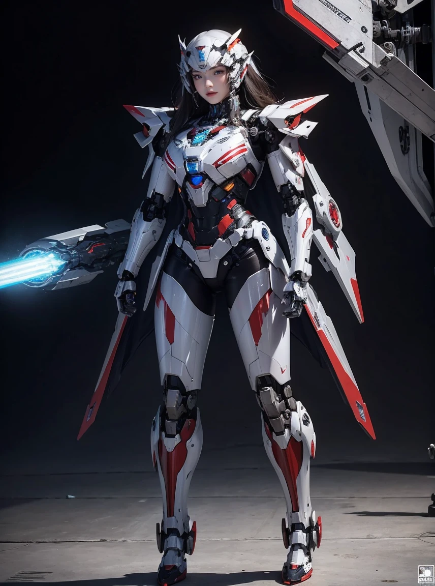 rough skin, Super detailed, advanced details, high quality, better quality, High resolution, 1080p, hard disk, beautiful,(iron patriot),beautifulサイボーグの女性,Mecha cyborg ,battle mode, with mechanical body,She wears a futuristic iron patriot mech,full body shot