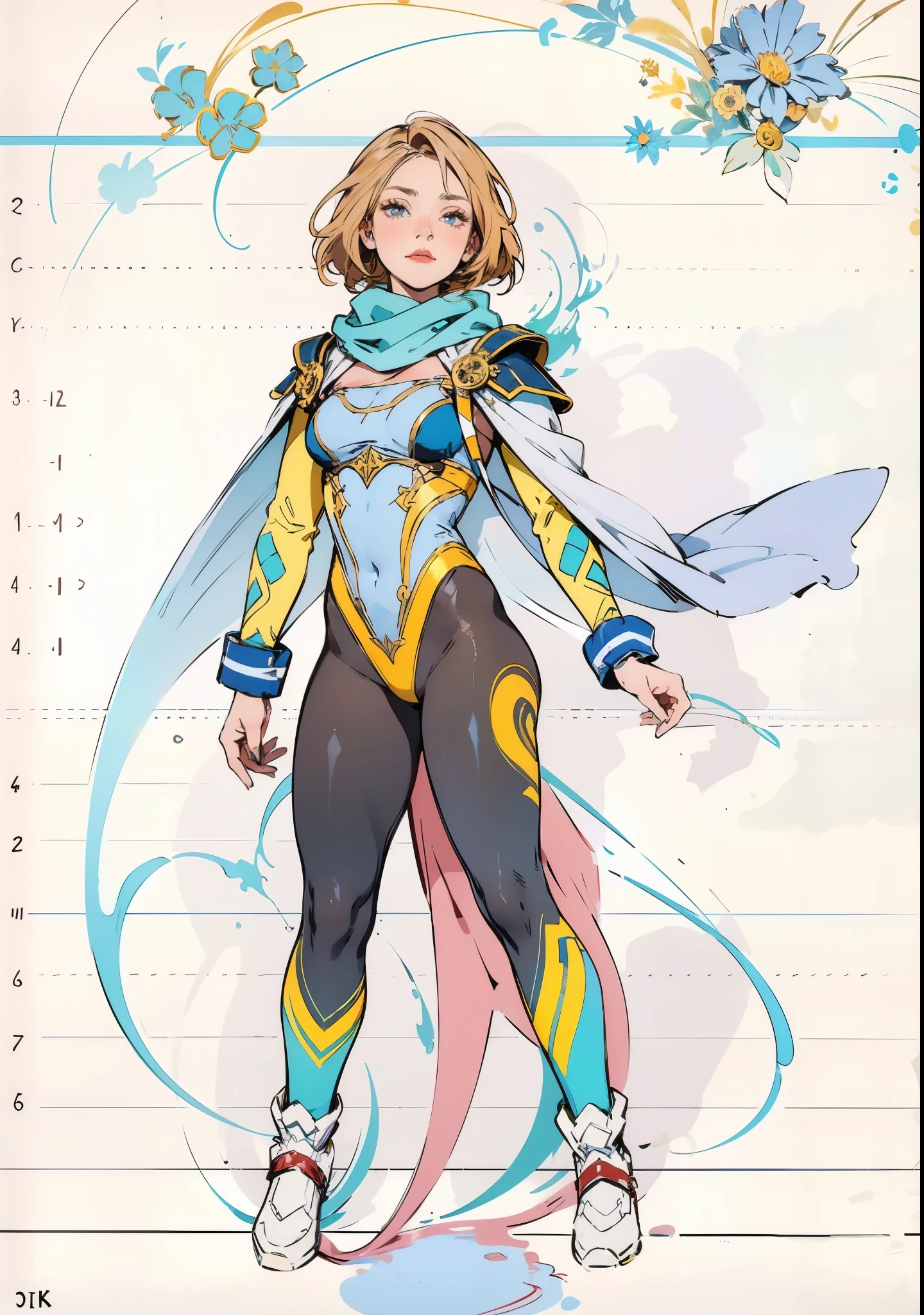 A ager girl with short brown hair, delicate features, a focused gaze, a determined expression, she has a petite figure akin to a gymnast, adorned with a long flowing cape-like scarf in red and yellow hues, a fantasy-realism-style gymnastics leotard with a long hemline attached, paired with matching leggings, ((black as the main color, complemented by red and yellow accents)), (she poised on a vast stage enveloped in mystery, she emitting a sacred glow in the dim environment), this character embodies a finely crafted fantasy-realism-style dancer in anime style, exquisite and mature manga art style, perfect body, porcelain skin, high definition, best quality, highres, ultra-detailed, ultra-fine painting, extremely delicate, professional, anatomically correct, symmetrical face, extremely detailed eyes and face, high quality eyes, creativity, RAW photo, UHD, 32k, Natural light, cinematic, masterpiece-anatomy-perfect, masterpiece:1.5