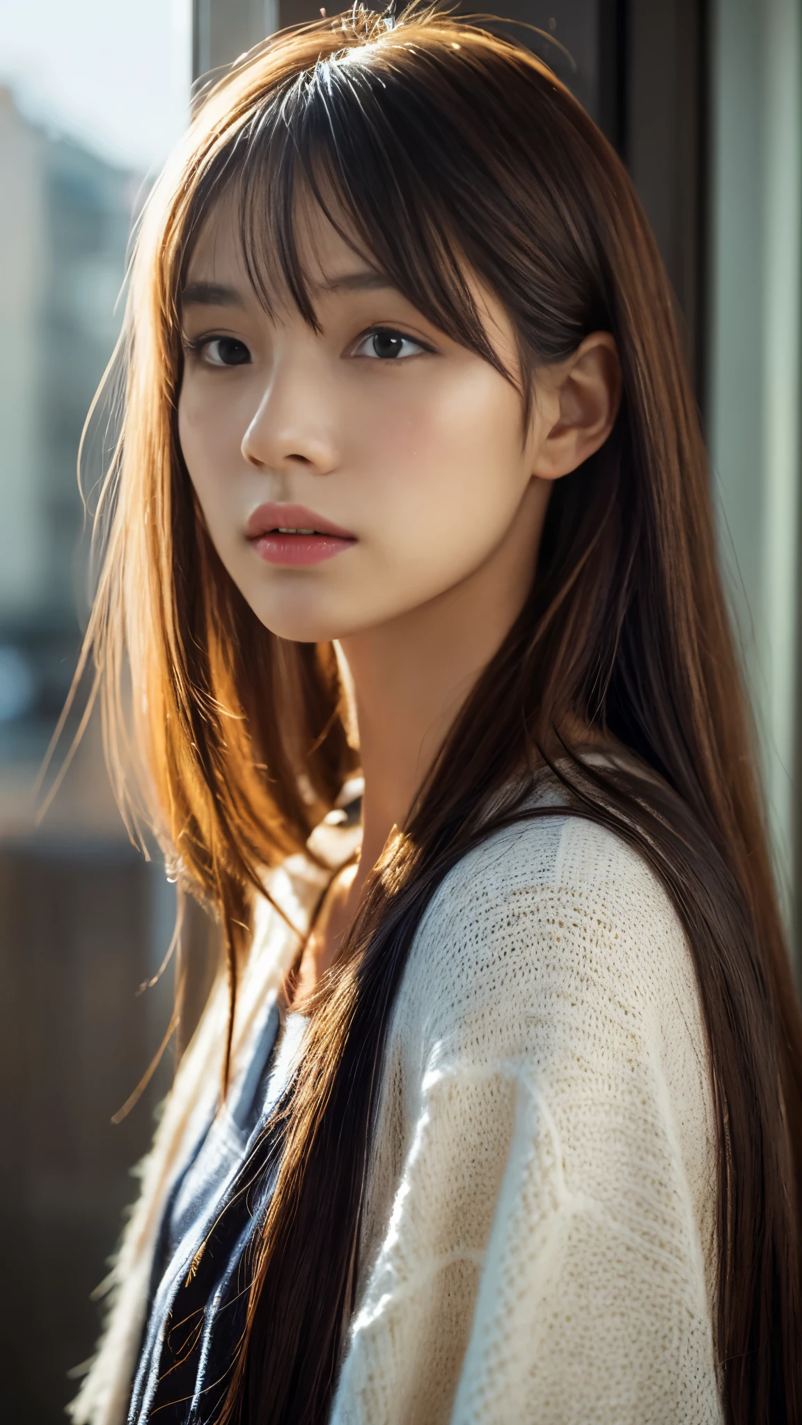 highest quality, face focus, soft light, ultra high resolution, (realistic:1.4), RAW photo,
1 japanese girl, alone, cute, (pupil, light in the eyes), detailed beautiful face, (),(High resolution details of human skin texture),
(long hair),
indoor,
damask shirt dress,
(portrait)