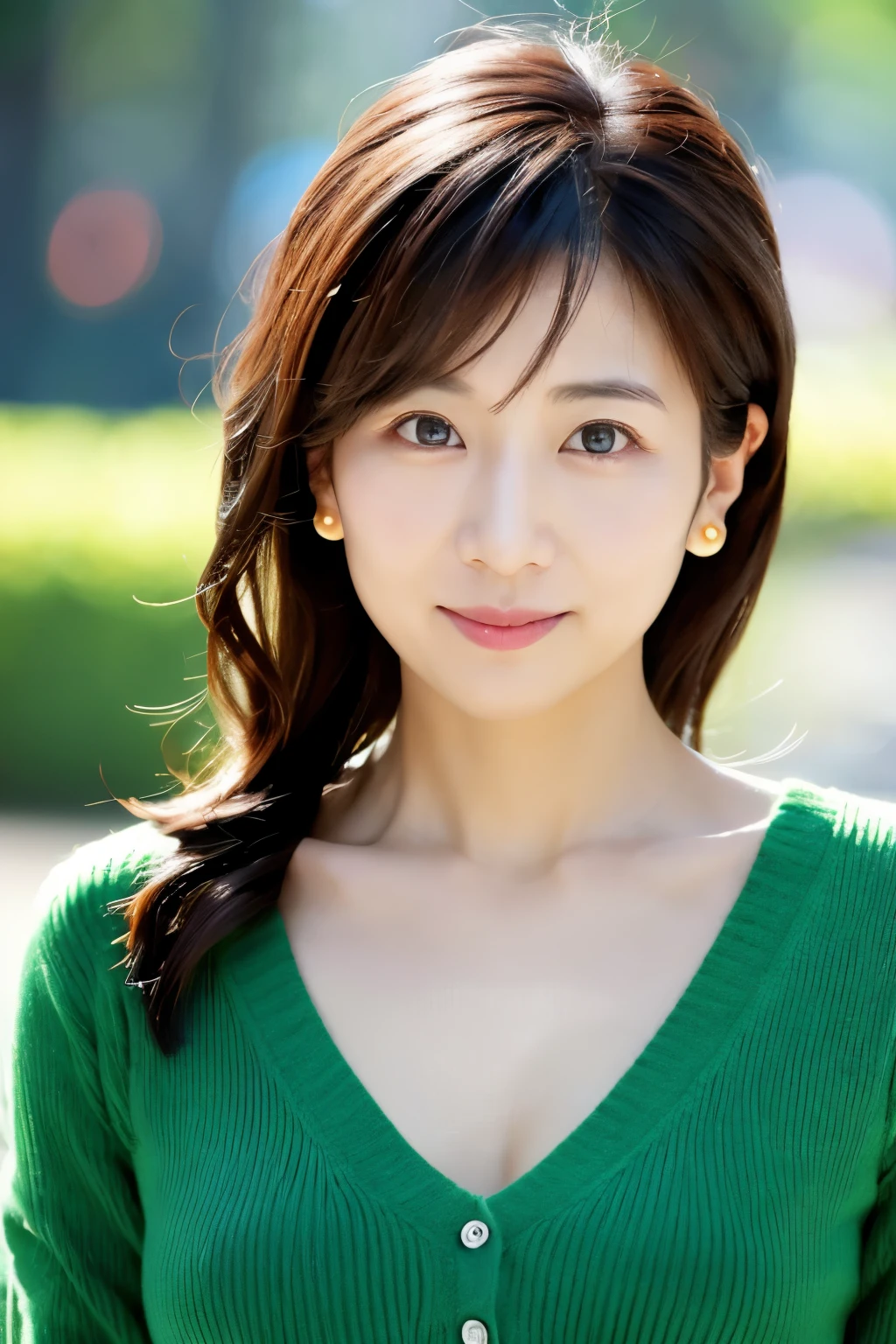 (Highly realistic photos, High resolution, detailed face, fine eyes) thin japanese woman, 30 years old, wife, cute face, various expressions, alone:1, Nice body, big breasts, very thin waist, different hairstyles, white knit, emphasize the chest