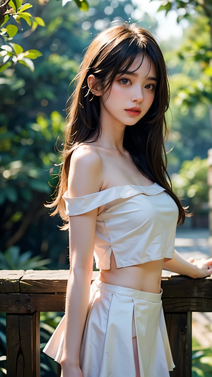 Araffe asian woman in a white dress posing for a picture - SeaArt AI