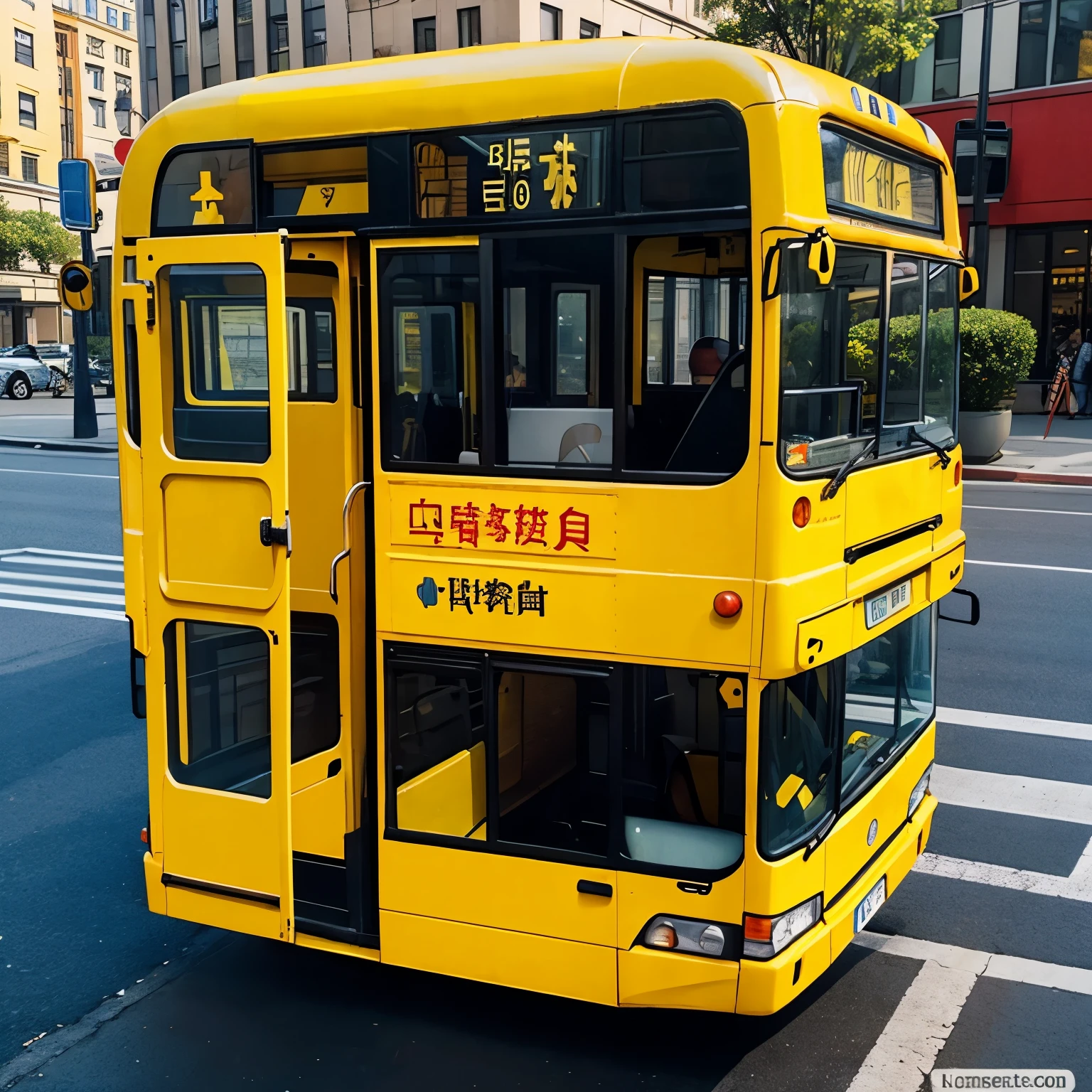 Yellow bus shaped like a cell phone 