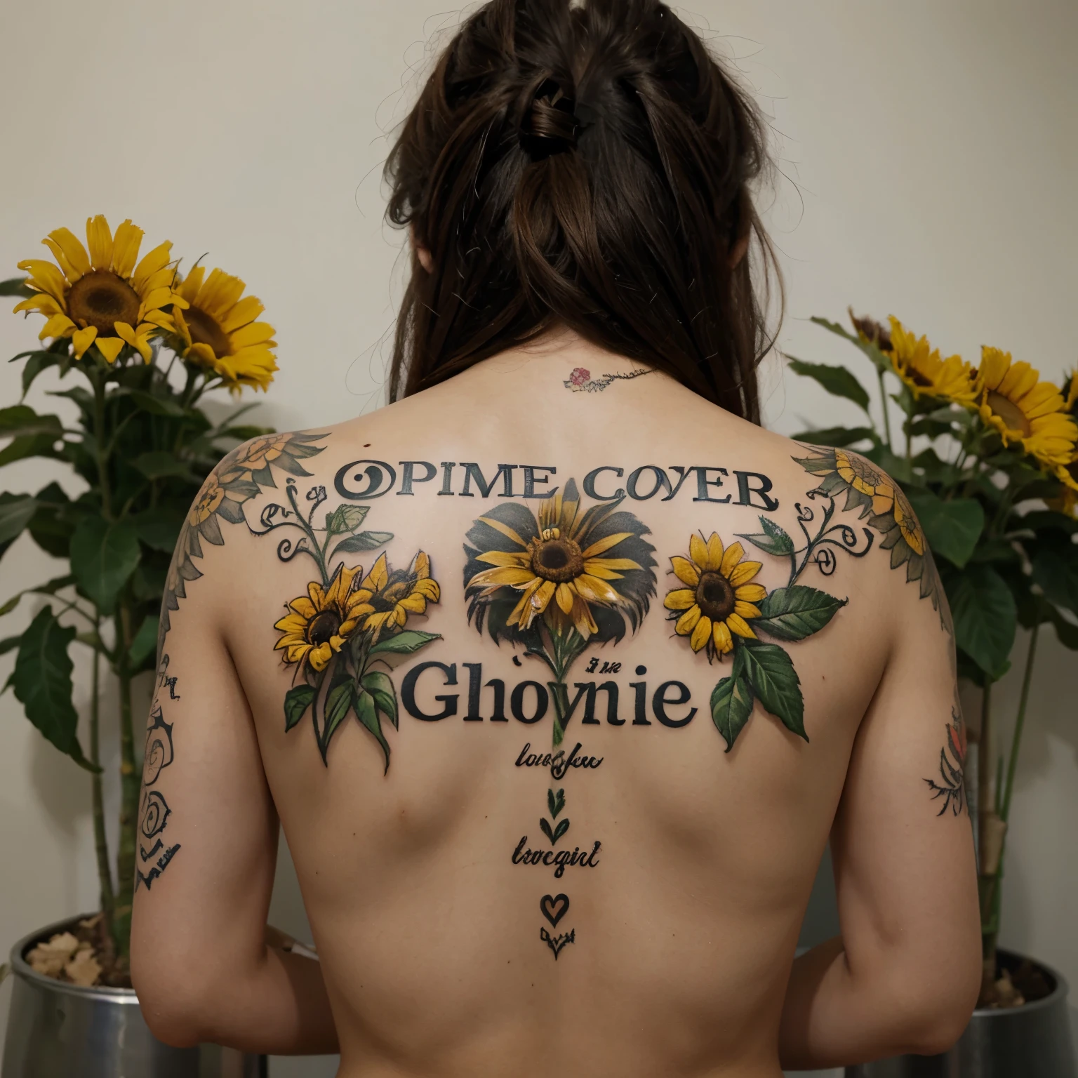 Tattoo of girasol with the word I open when closed.”