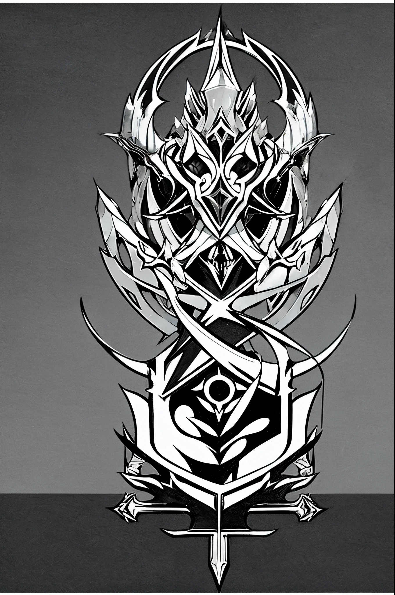 One BlazBlue style coat of arms about demons, ice, and a sword, black and white symbol