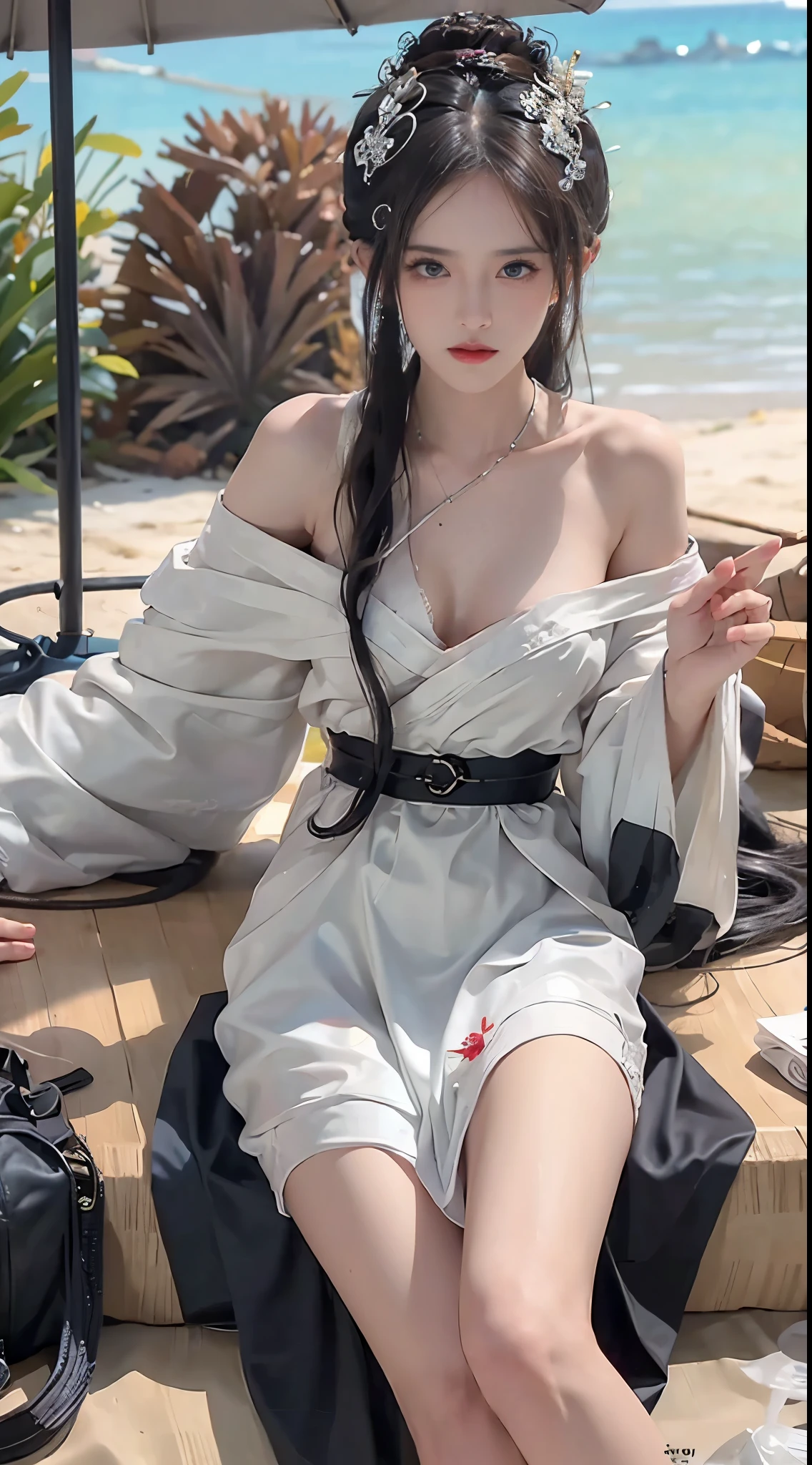 1 girls,masterpiece face,(Highest quality authentic textured skin),(beautiful, round, symmetrical eyes)、Exquisite facial features, body very slim,(her face is gentle and beautiful),((black hair)),(Dramatic photo:1.4),(Gorgeous photo),A messy painting,(dramatic light),(magnificent scene),Epic realism,Feeling,(High density imaging review:1.5),(pastel colors:1.2),Super detailed,dramatic light,(intricate details:1.1),complex background,(nsfw),Holy Light、 Overcoming and hope,Breasts are big 、ta,Smiling face、Southern Background、Sandy beach background、pirate ship、Long Hair、Straight Hair、Delicate hair、Smooth hair,Sweaty、Low - Angle,snake、sit、(Leg spread)、(Spreading pussy)、(Pussy in full view)、(Show your chest)、Masturbation、Masturbation、Grab your chest、Climax、Estrus、No underwear,Completely naked