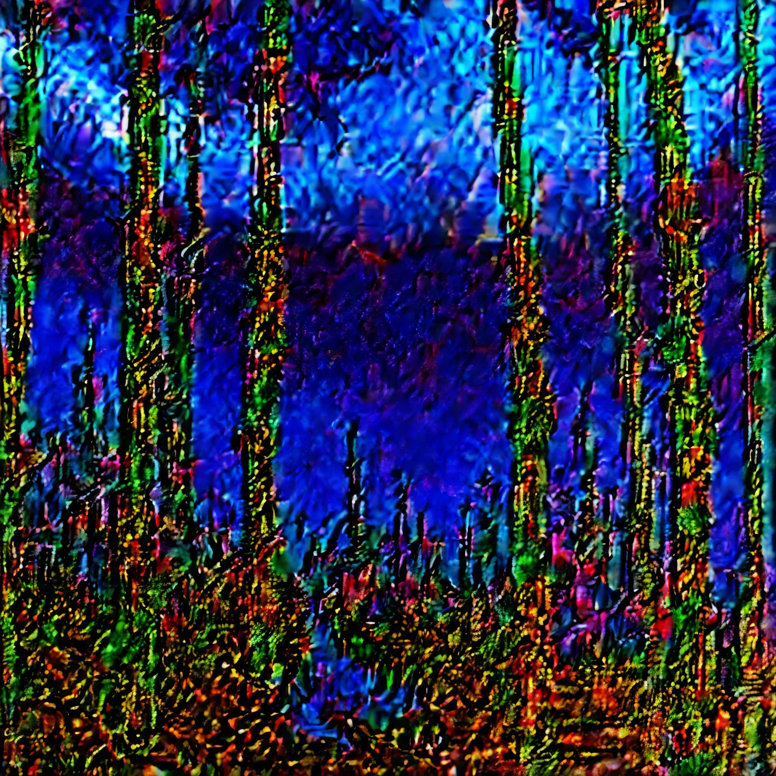 Grotesque oil painting of a deforested forest engulfed in flames with a strong red background similar to the album Master Of Puppets