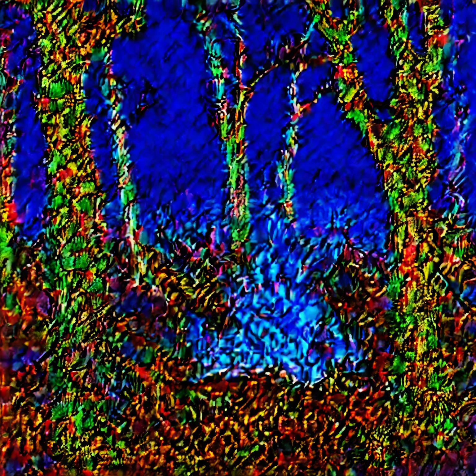 Grotesque oil painting of a deforested forest engulfed in flames with a strong red background similar to the album Master Of Puppets