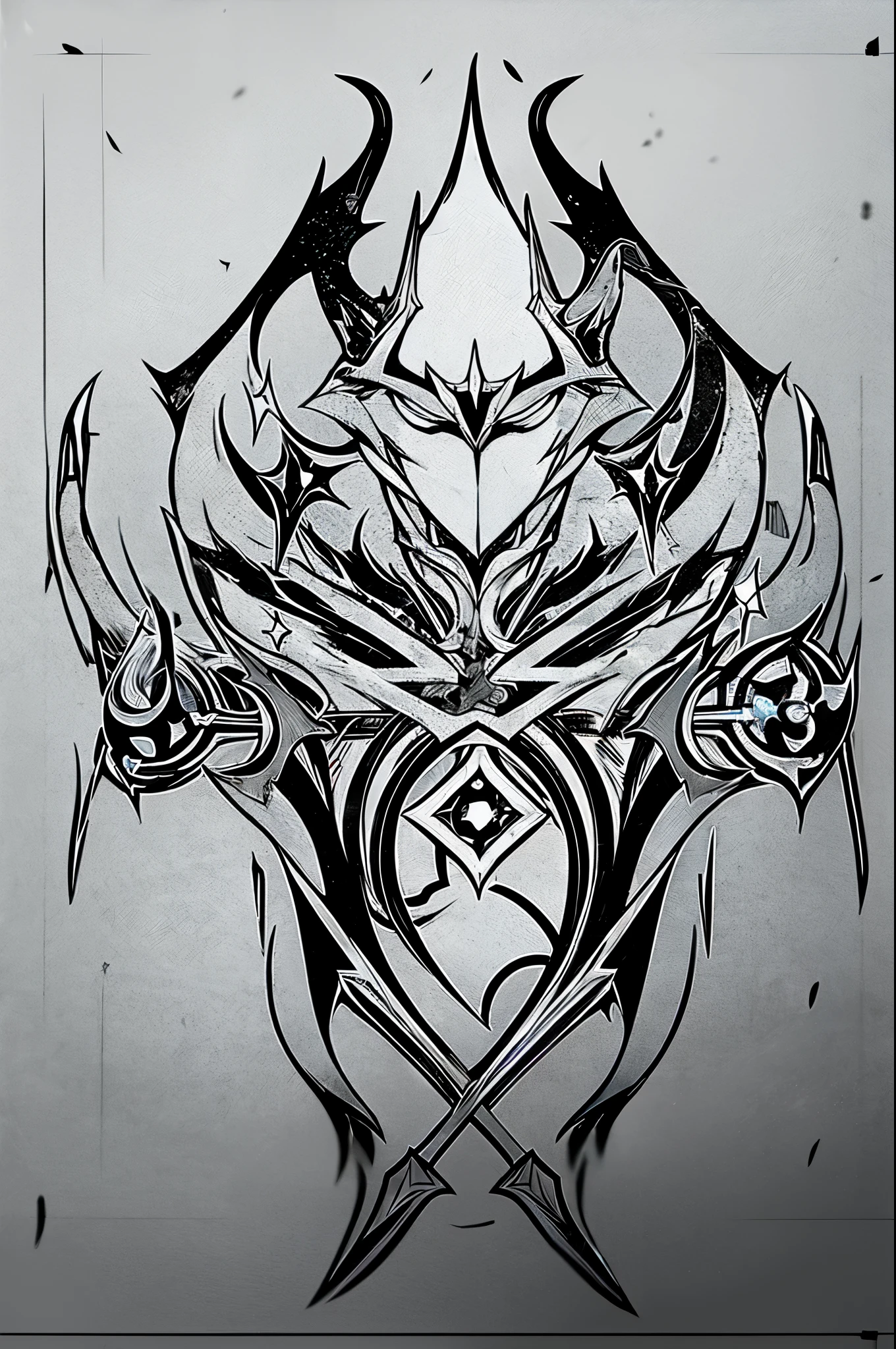 One BlazBlue style coat of arms about demons, ice, and a sword, black and white symbol