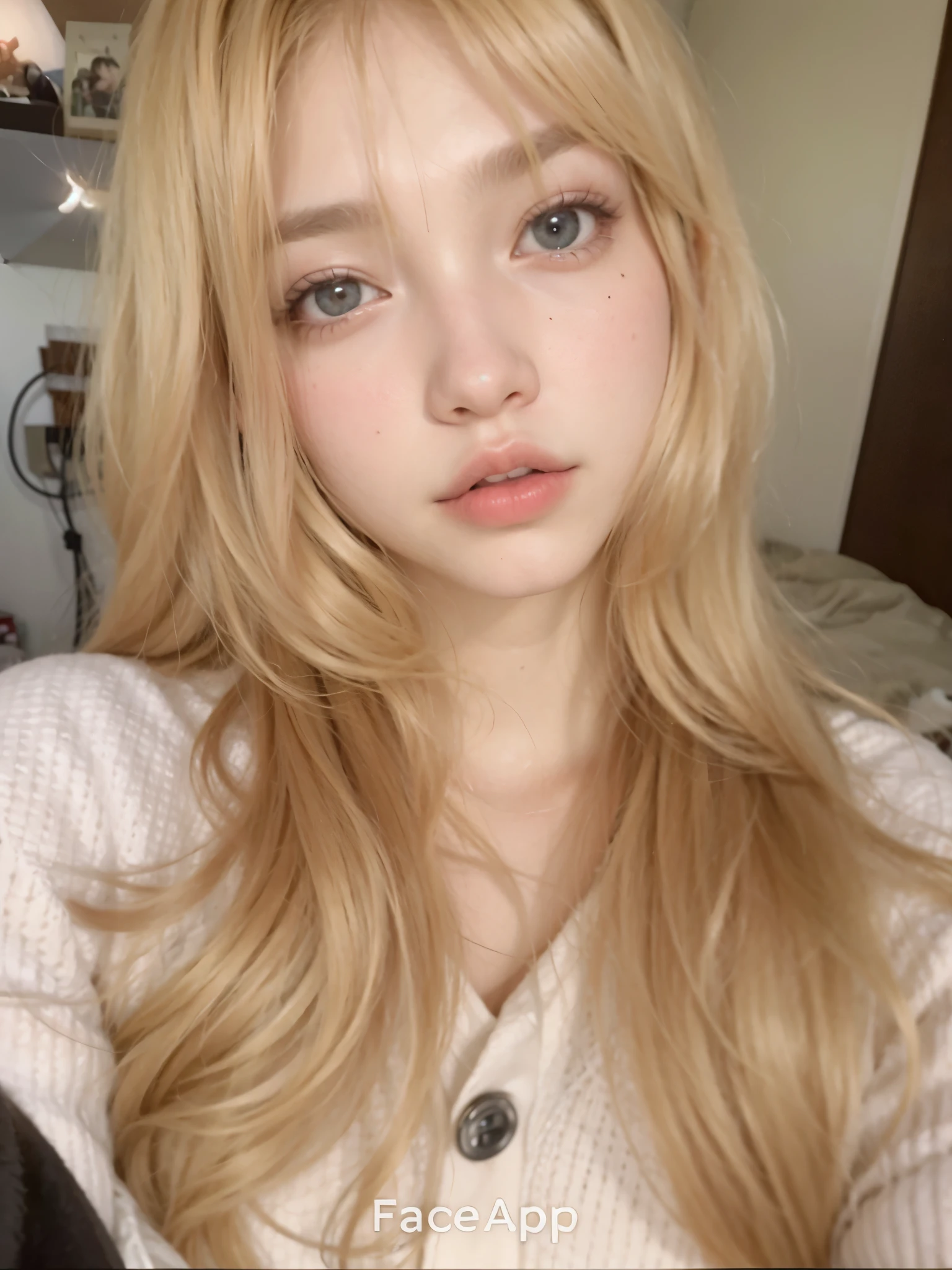 Un primer plano de una mujer con el pelo largo y rubio y una camisa rosa, el corte de hime, Lalisa Manobal, Lalisa Manoban de Blackpink, very very pale blonde hair, parque roseanne de blackpink, ulzzang, pelo largo y rubio y ojos grandes, retrato realista kawaii, con pelo largo y rubio, extremely pale blonde hair, con cara redonda