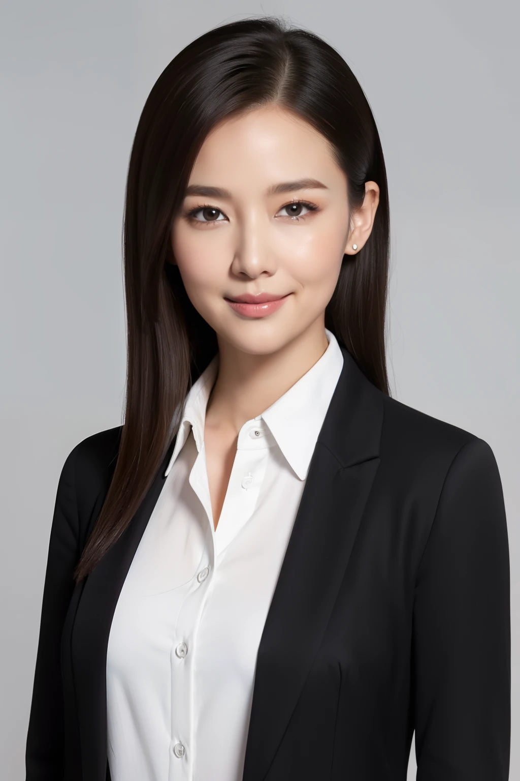 High resolution, High level image quality, high detail, masterpiece, 8K, sharp, white background((japanese mature, 40 years old)),
alone, ((look at you))、an inviting look、bewitching smile, Upper body、well-shaped chest、 slim body shape、((black suit jacket、white blouse shirt))、